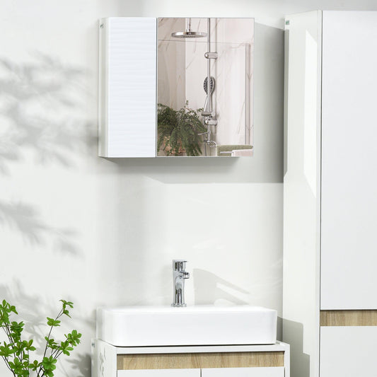 Kleankin Bathroom Mirror Cabinet - Double Door Wall Storage - ALL4U RETAILER LTD