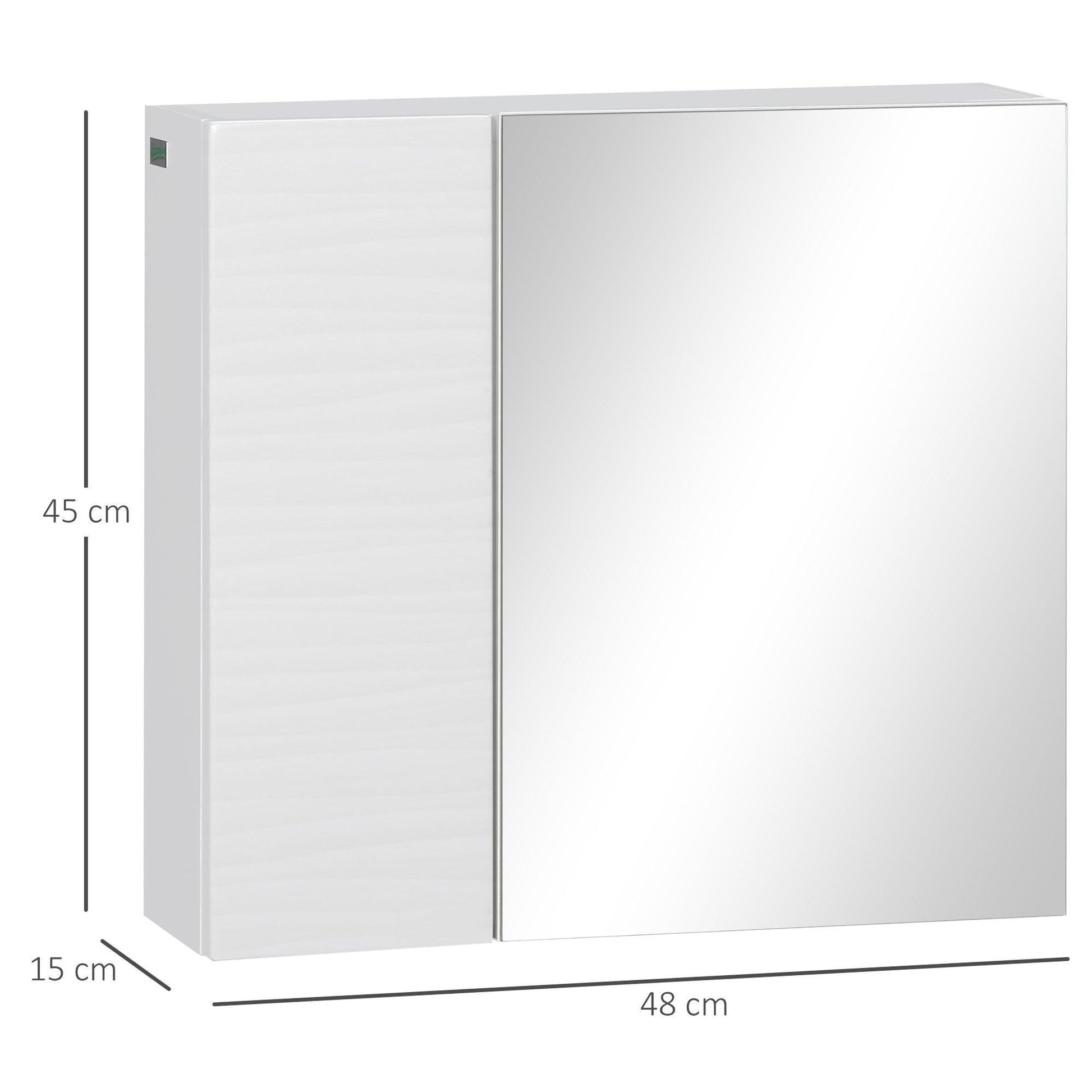 Kleankin Bathroom Mirror Cabinet - Double Door Wall Storage - ALL4U RETAILER LTD