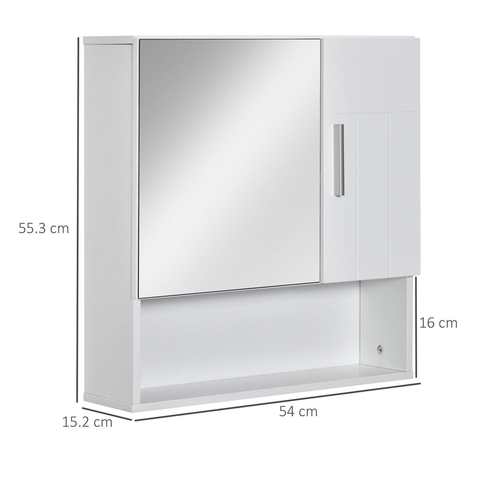 Kleankin Bathroom Mirror Cabinet, White: Compact, Wall-Mounted Storage - ALL4U RETAILER LTD