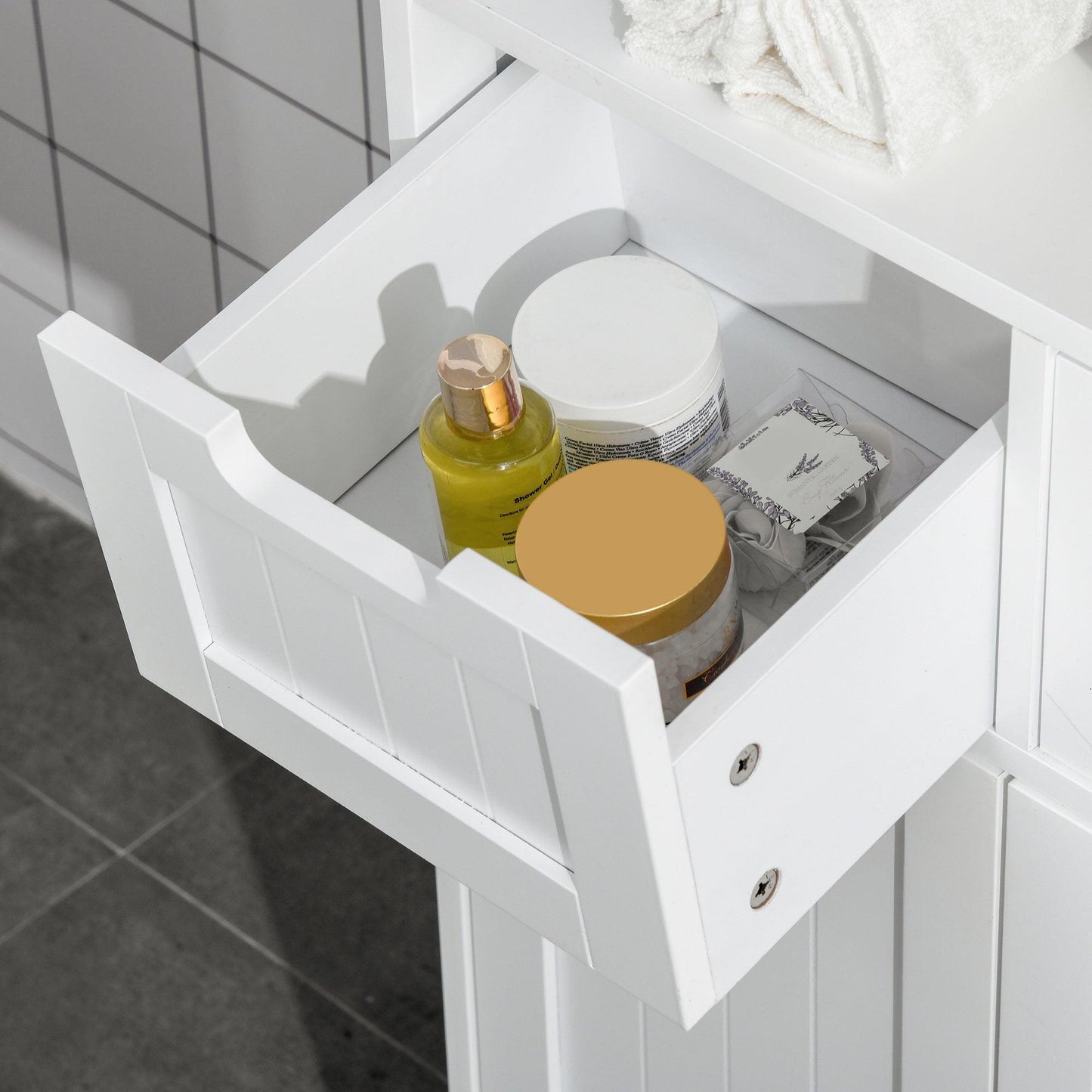 Kleankin Bathroom Storage Cabinet - 2 Drawers & Shelf (White) - ALL4U RETAILER LTD