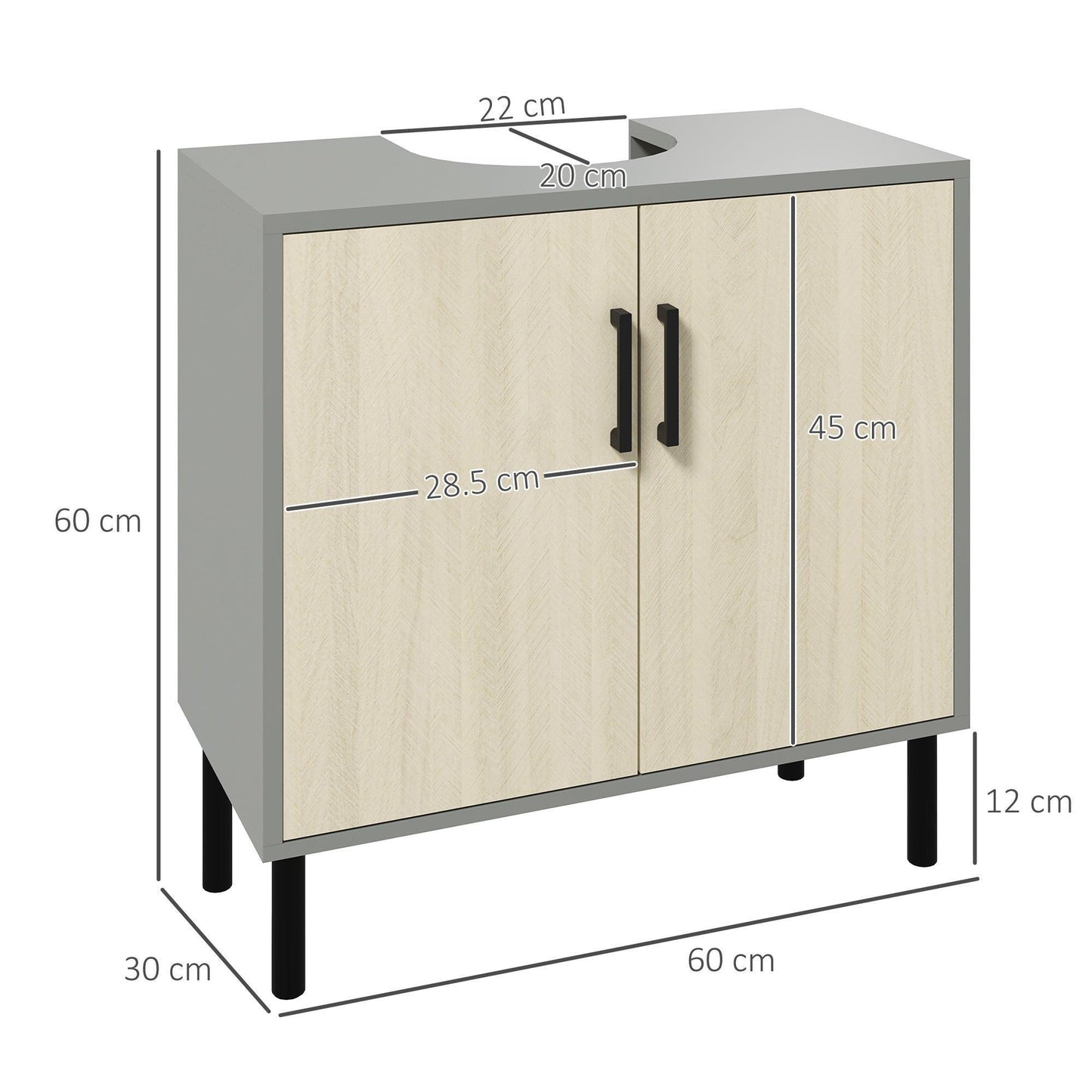 Kleankin Bathroom Storage Cabinet 60x30cm - ALL4U RETAILER LTD