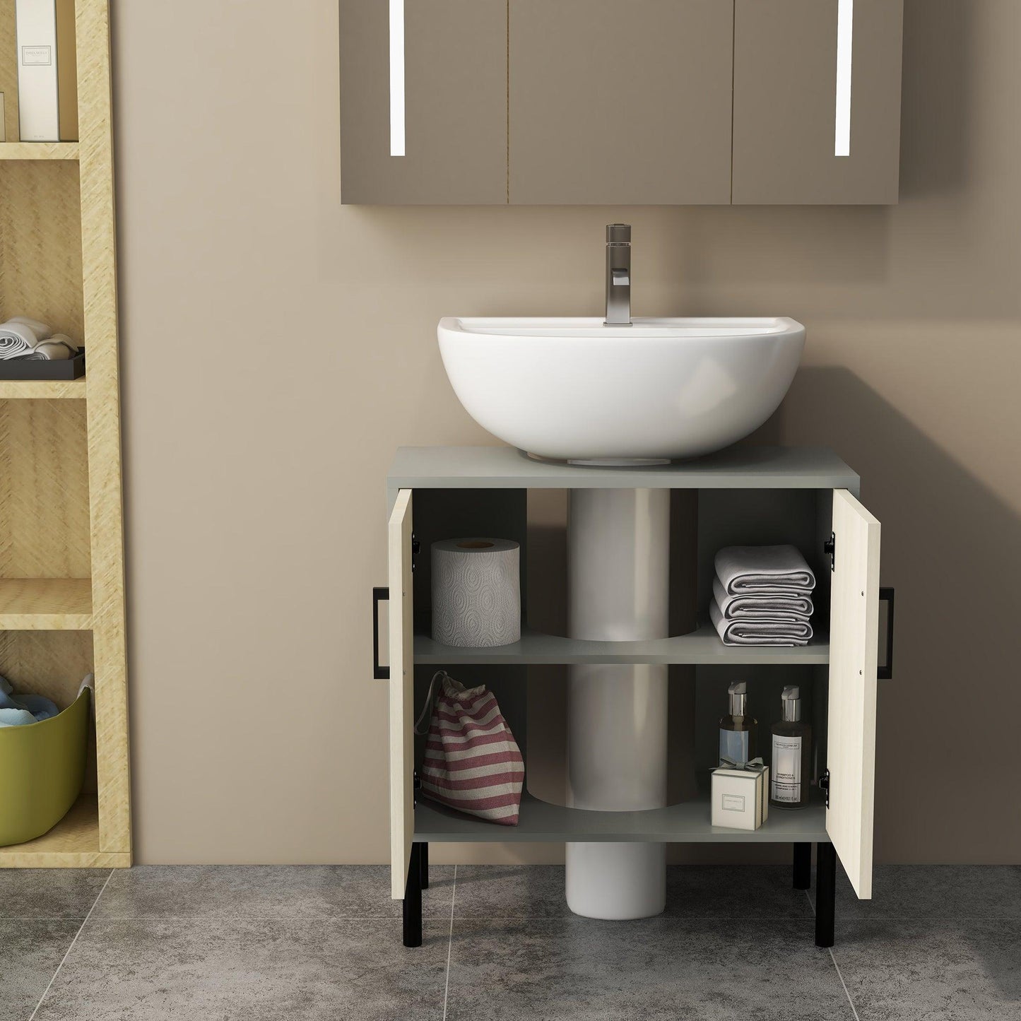 Kleankin Bathroom Storage Cabinet 60x30cm - ALL4U RETAILER LTD