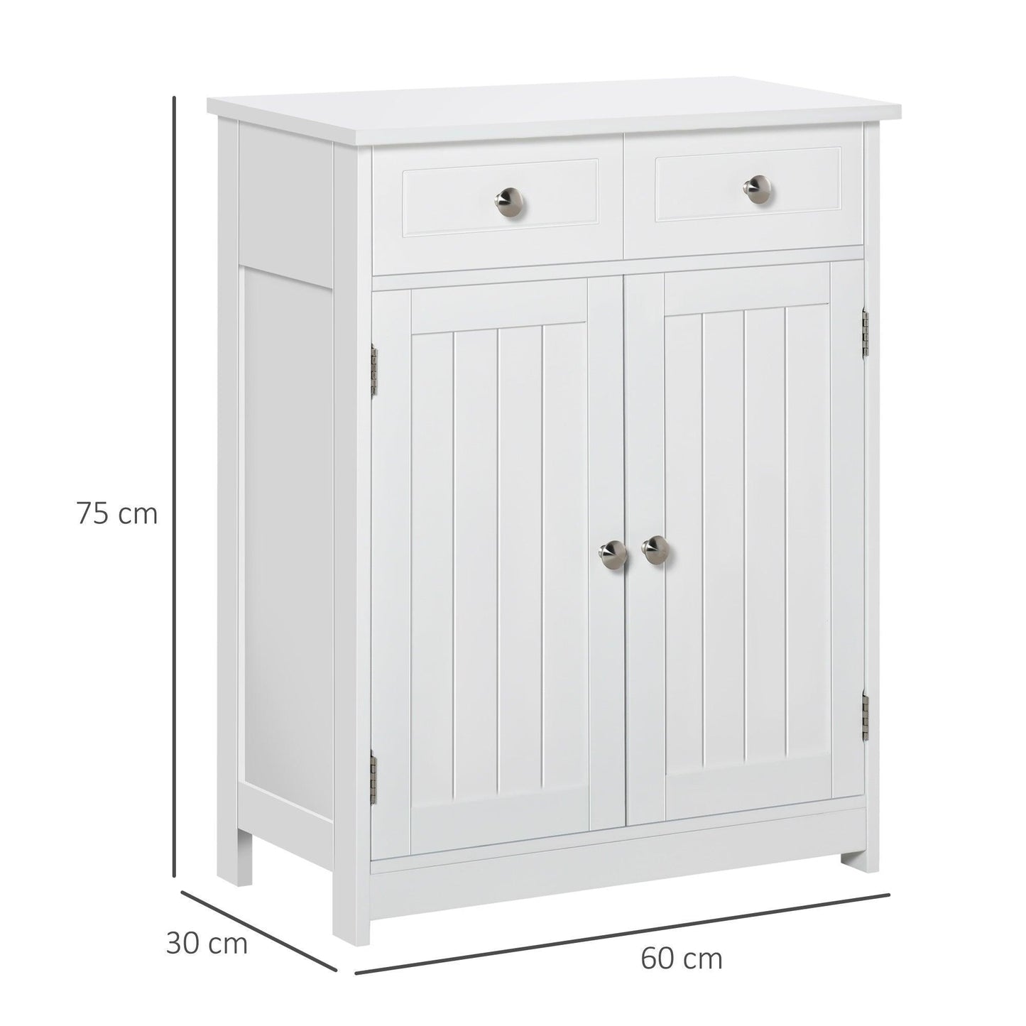 Kleankin Bathroom Storage Cabinet, White, 2 Drawers, Adjustable Shelf - ALL4U RETAILER LTD