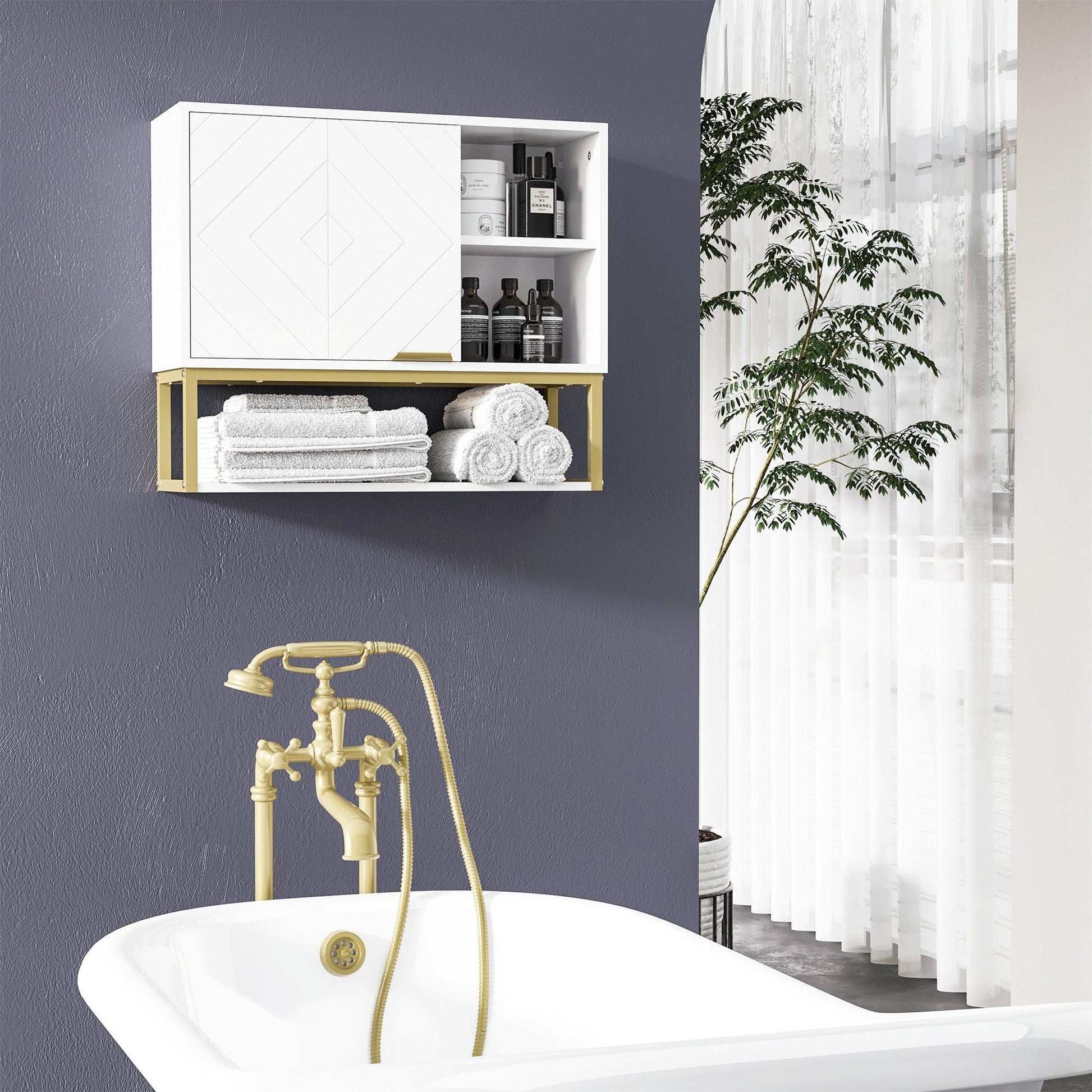 Kleankin Bathroom Wall Cabinet - White Over Toilet Storage - ALL4U RETAILER LTD