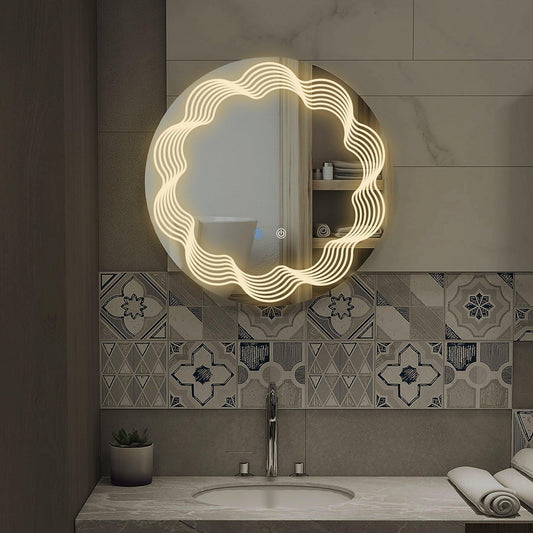 Kleankin Dimmable LED Mirror: Illuminated Round Vanity - ALL4U RETAILER LTD