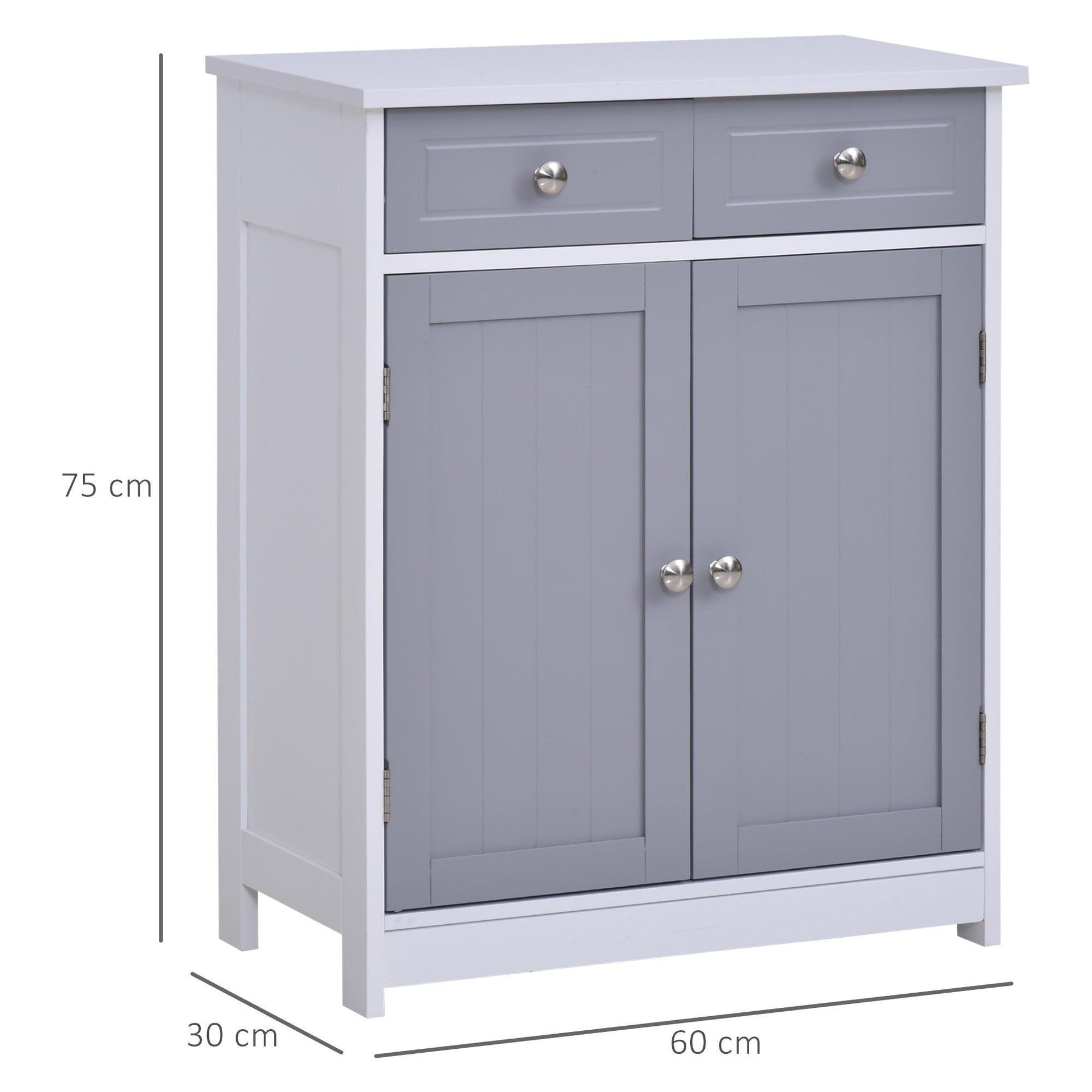 Kleankin Free-Standing Bathroom Cabinet w/ 2 Drawers - Grey - ALL4U RETAILER LTD