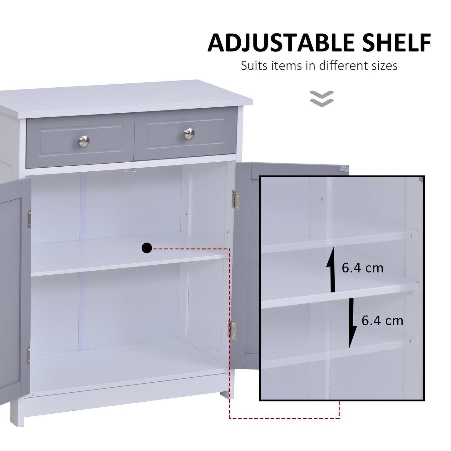 Kleankin Free-Standing Bathroom Cabinet w/ 2 Drawers - Grey - ALL4U RETAILER LTD