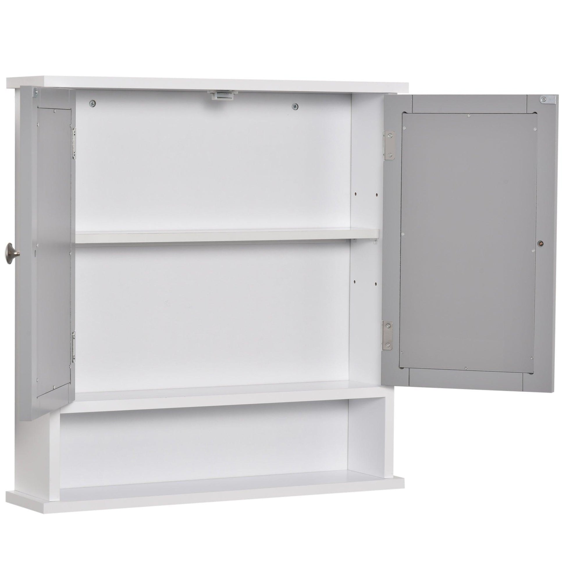 Kleankin Grey Bathroom Storage Cabinet with Mirrored Doors - ALL4U RETAILER LTD