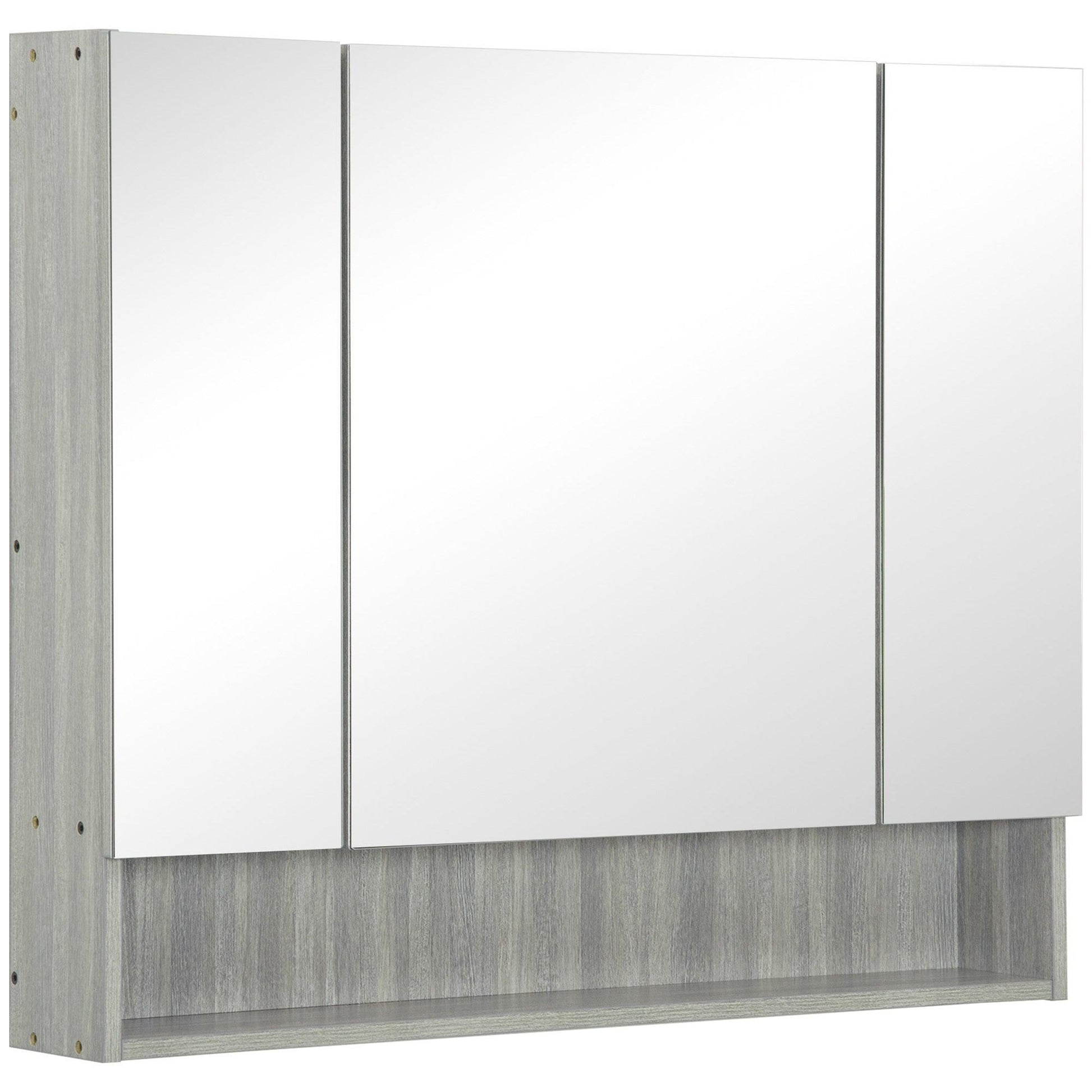 Kleankin Grey Wall Mounted Bathroom Cabinet with Adjustable Shelves - ALL4U RETAILER LTD