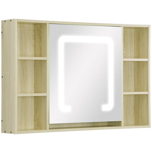 Kleankin LED Bathroom Mirror Cabinet with Dimmable Light - ALL4U RETAILER LTD