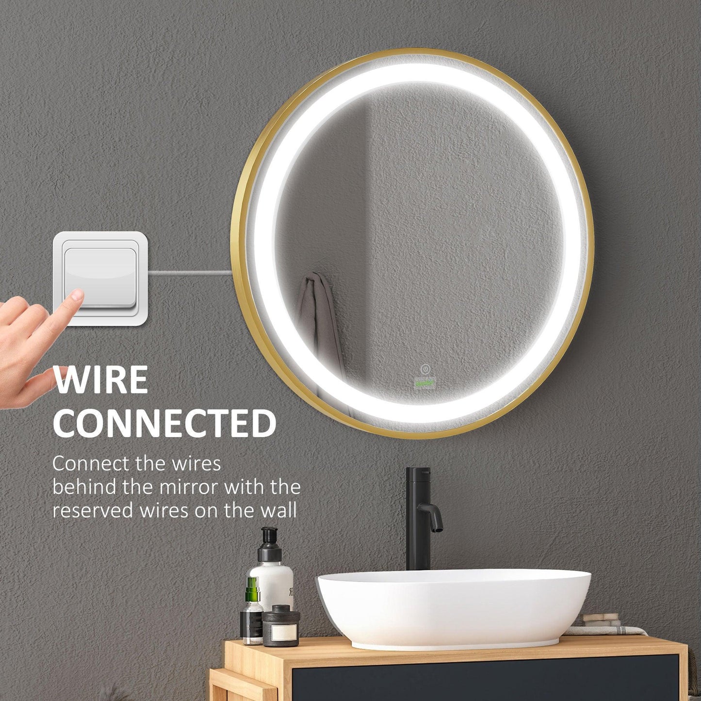 Kleankin LED Bathroom Mirror - Dimmable & Lighted - ALL4U RETAILER LTD