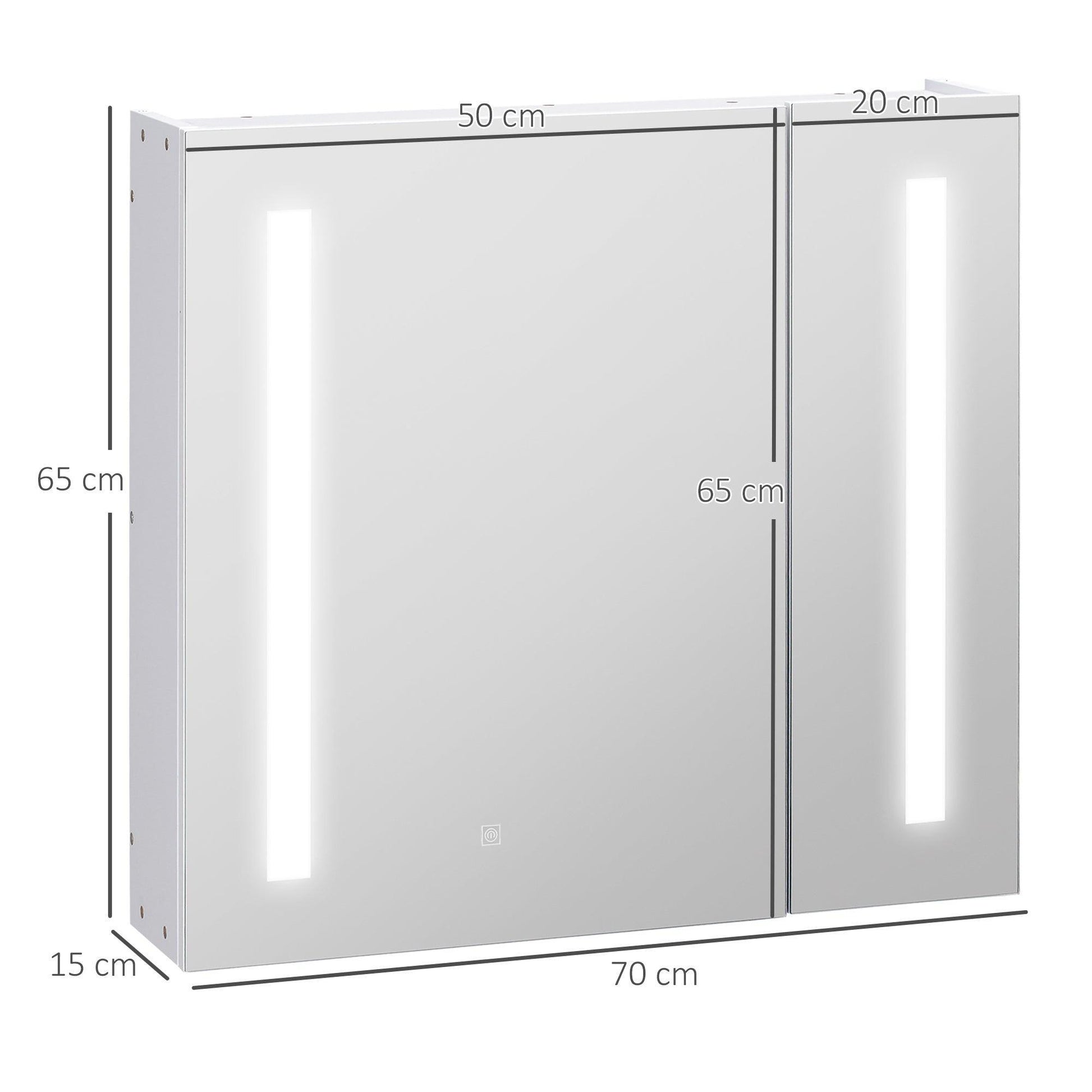 Kleankin LED Illuminated Bathroom Cabinet with Adjustable Shelf - ALL4U RETAILER LTD