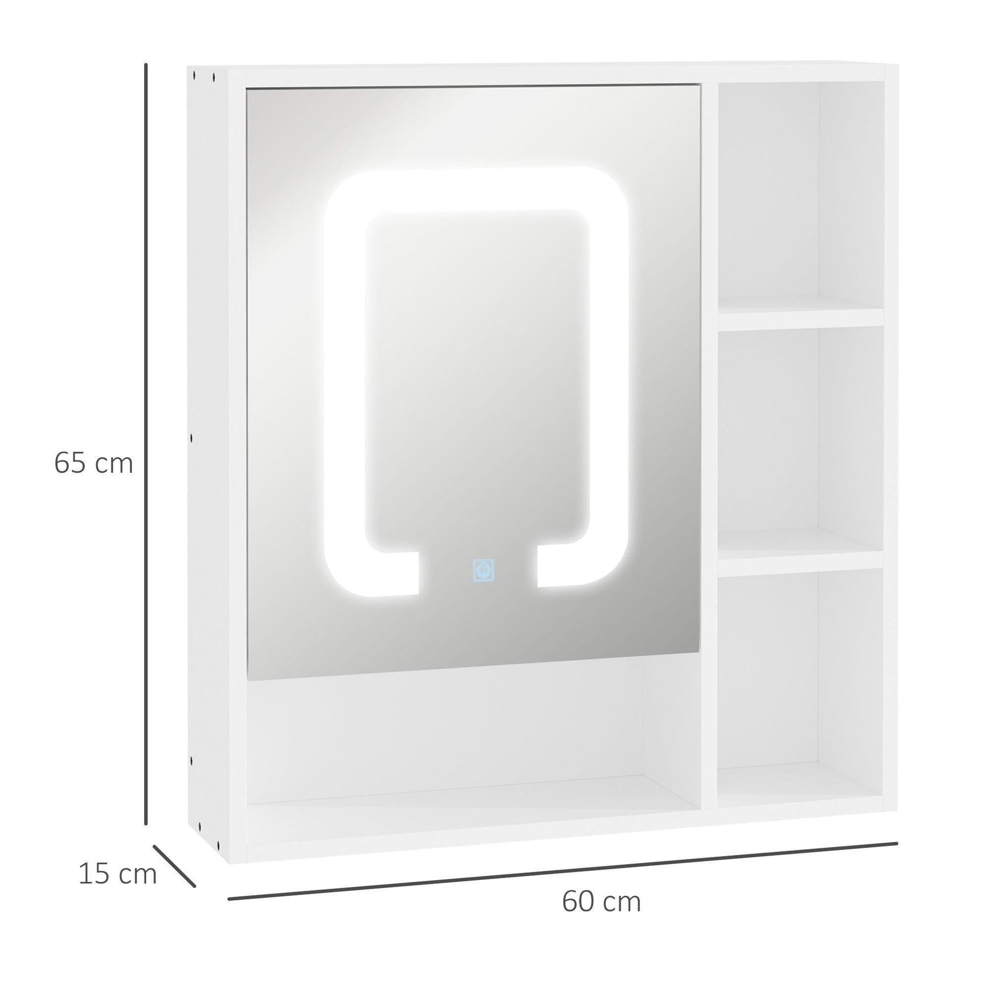 Kleankin LED Illuminated Bathroom Mirror Cabinet, Wall-mounted - ALL4U RETAILER LTD