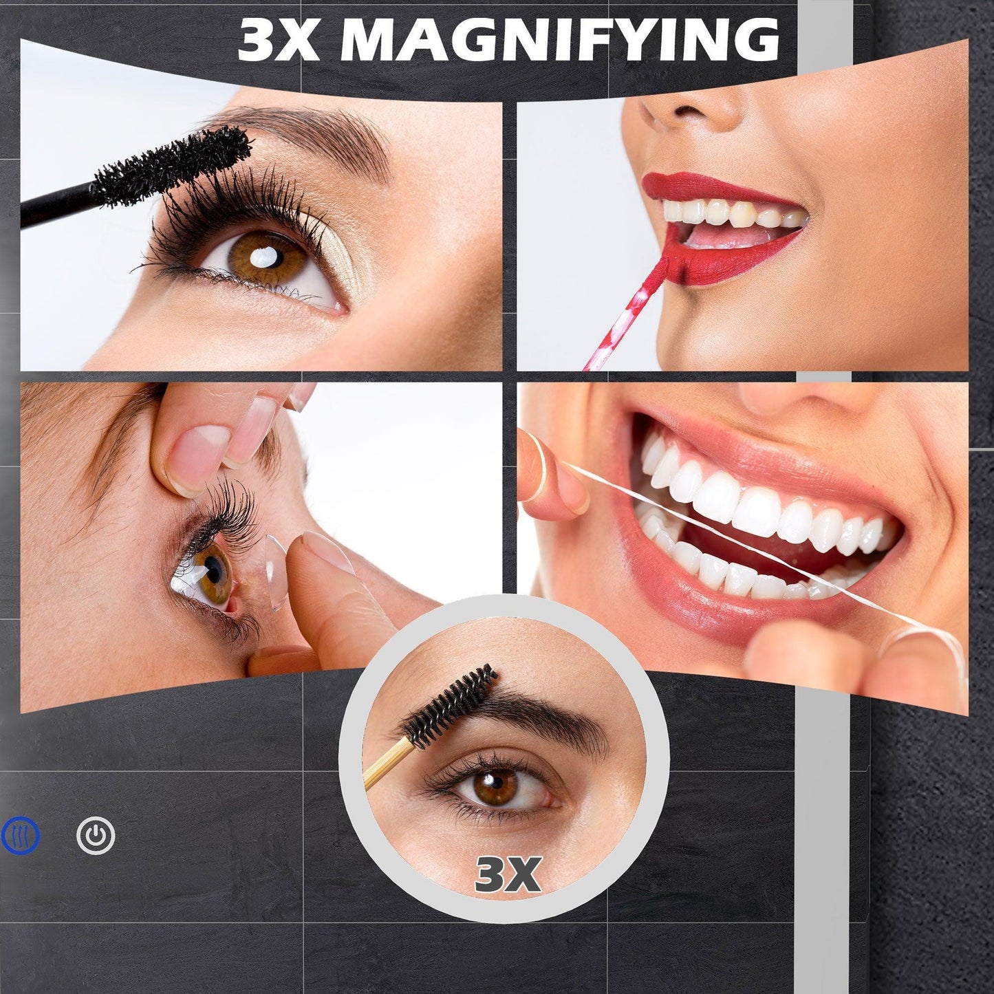 Kleankin LED Vanity Mirror with 3X Magnification - ALL4U RETAILER LTD