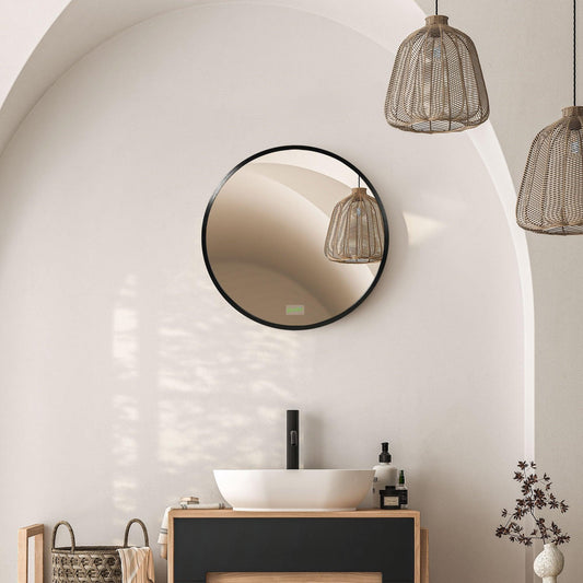 Kleankin Modern Black Round Mirror - 40x40 cm - ALL4U RETAILER LTD