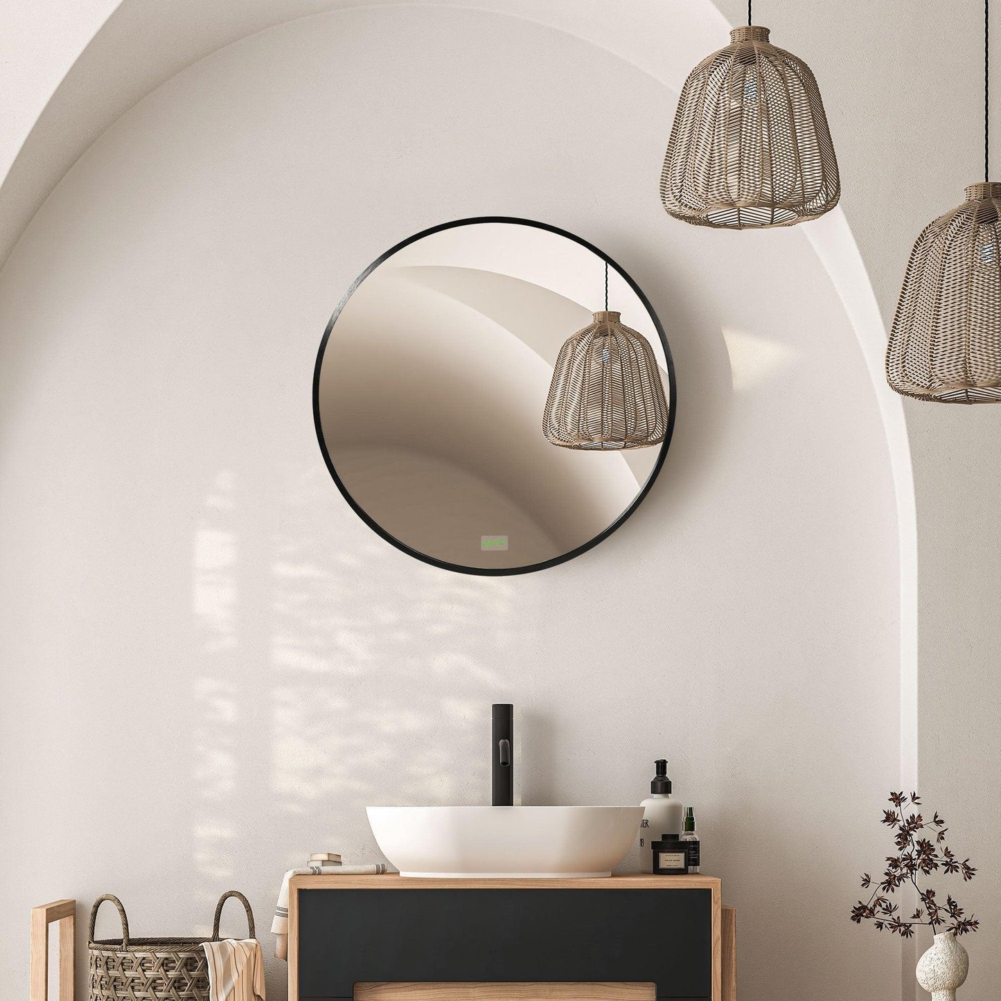 Kleankin Modern Black Wall Mirror, Square - ALL4U RETAILER LTD