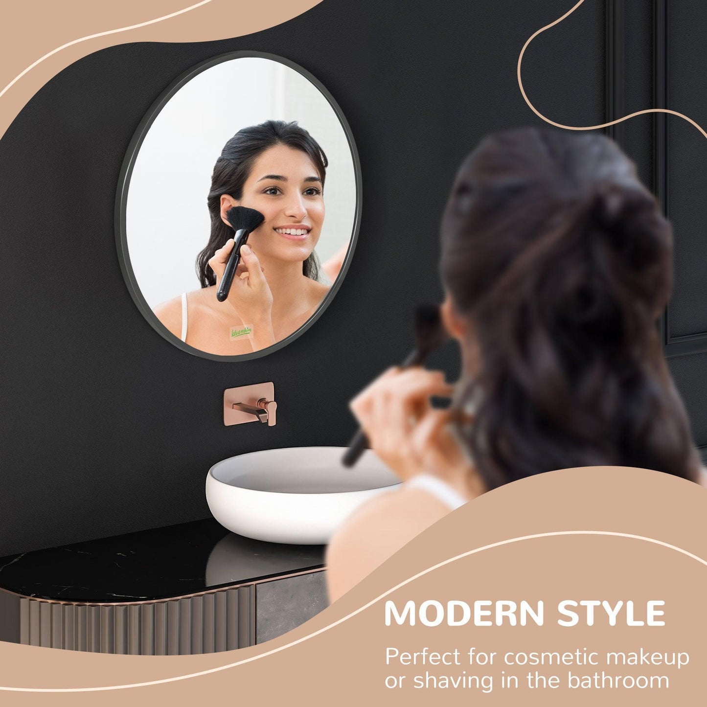 Kleankin Modern Black Wall Mirror, Square - ALL4U RETAILER LTD