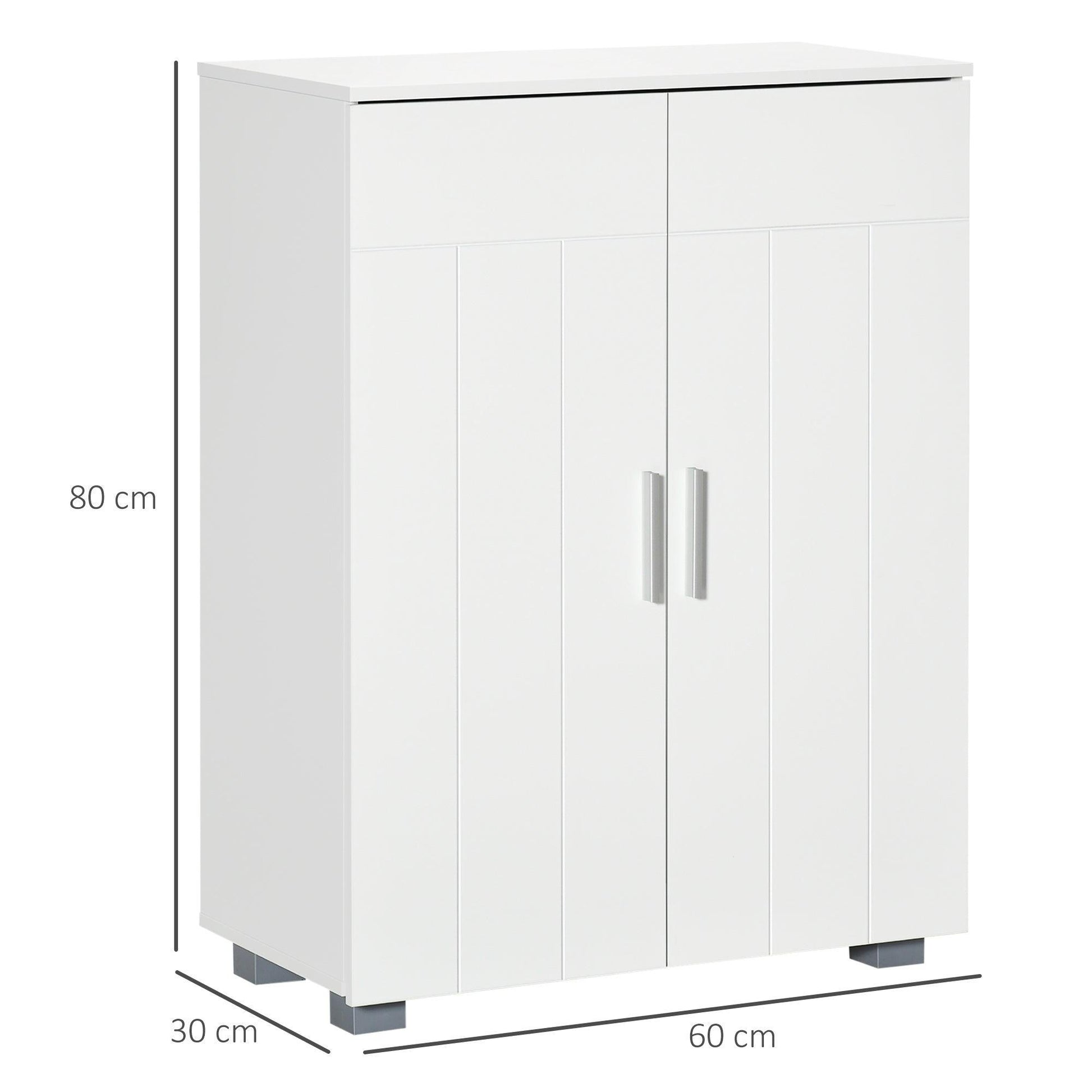 Kleankin Modern White Bathroom Storage Cabinet, 3-Tier Shelves - ALL4U RETAILER LTD