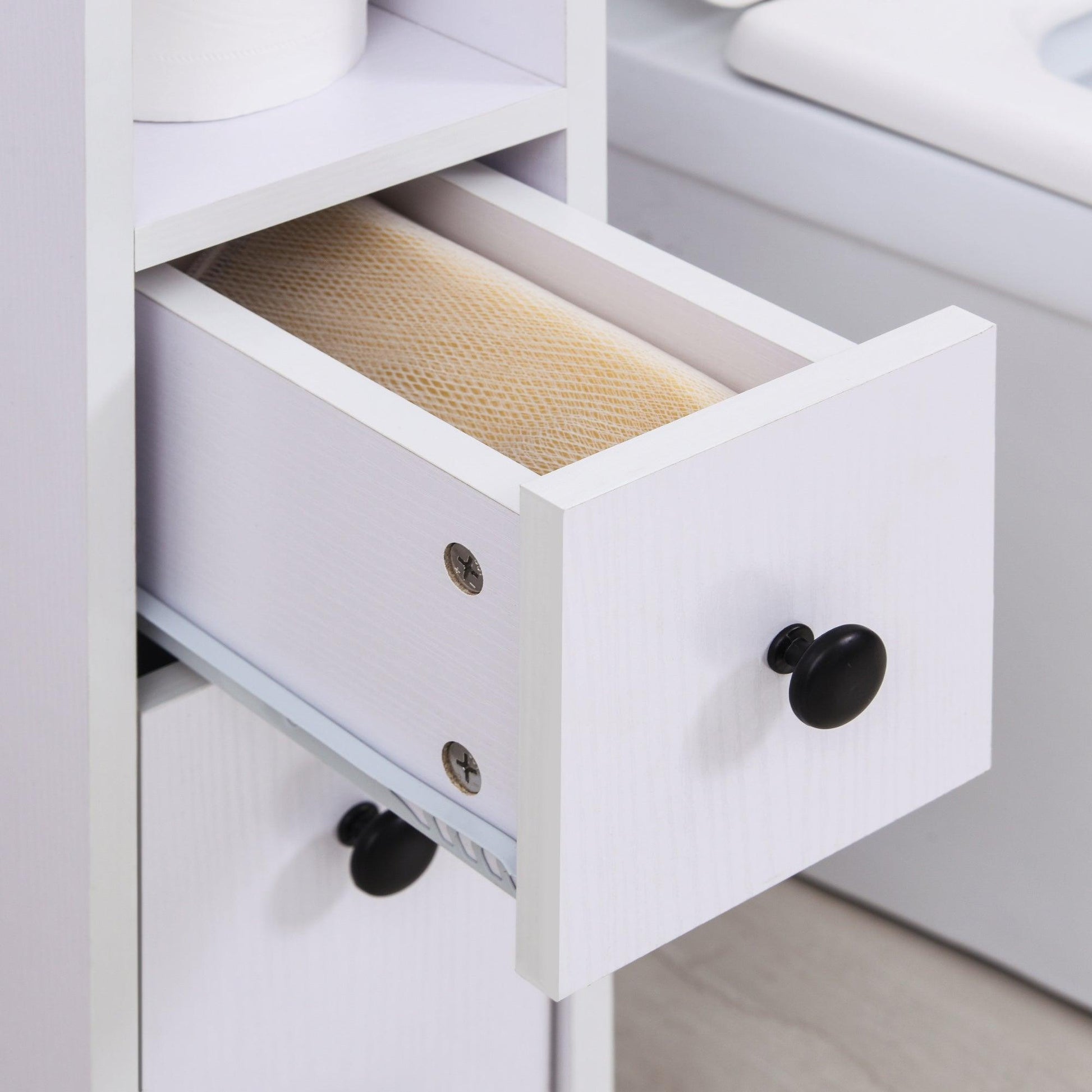 Kleankin Slimline Bathroom Storage Unit with 2 Drawers- White - ALL4U RETAILER LTD