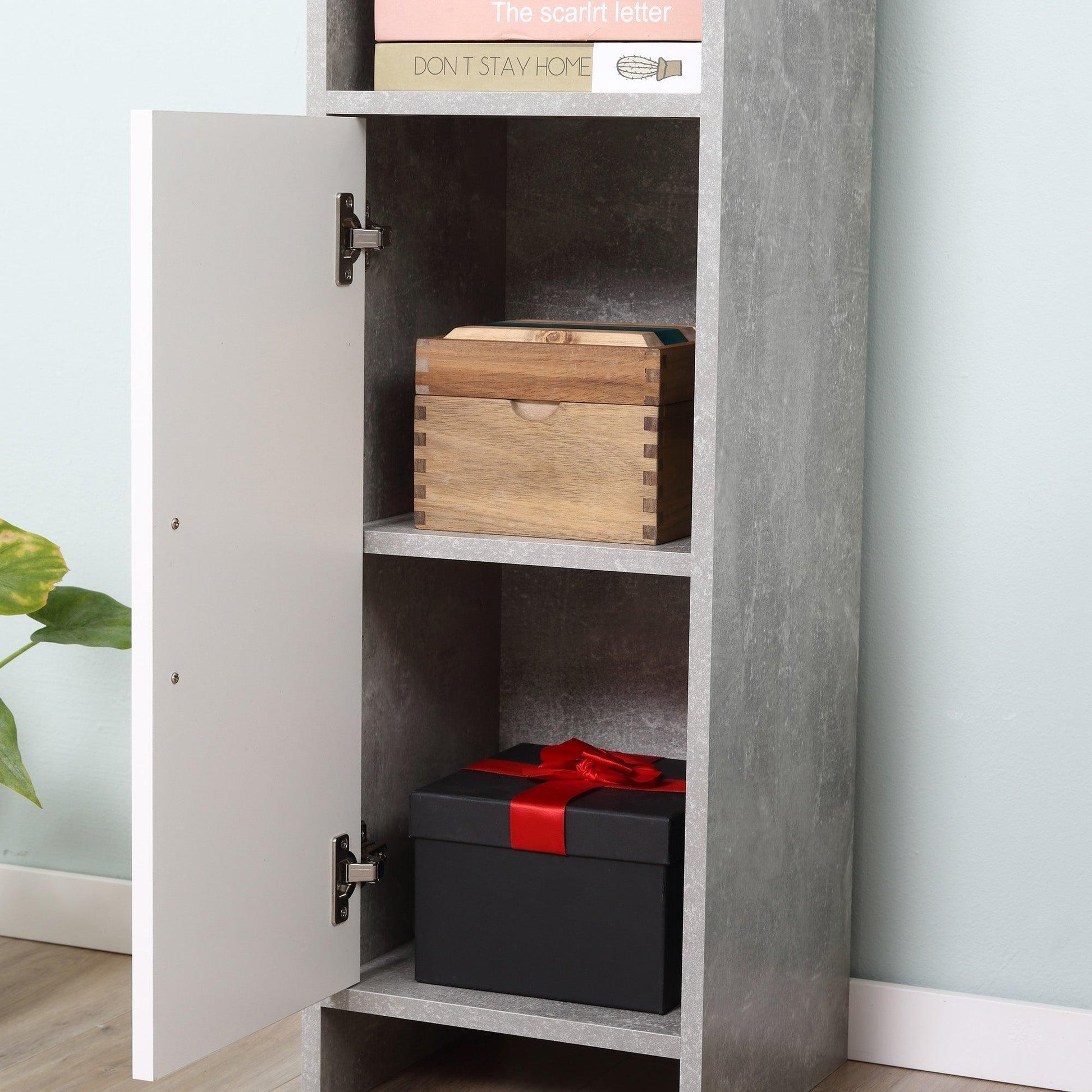 Kleankin Tall Grey Bathroom Storage Cabinet - ALL4U RETAILER LTD