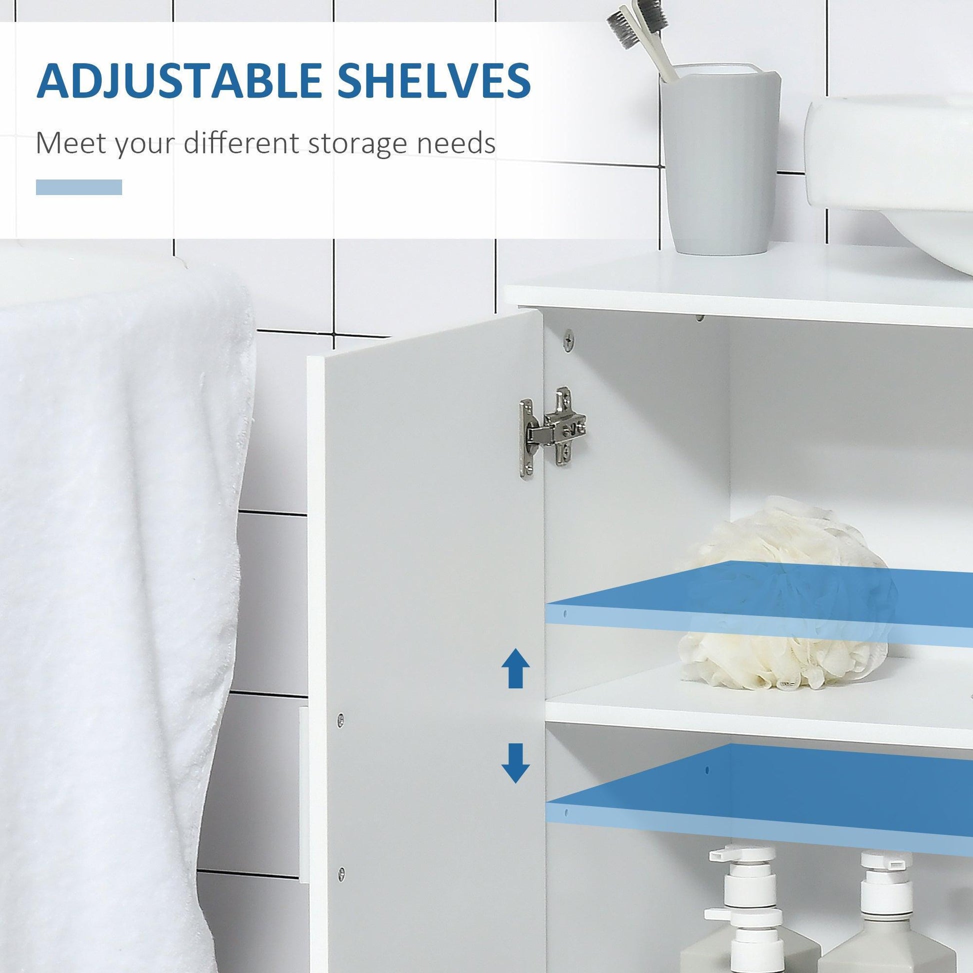 Kleankin Under Sink Cabinet - White Vanity Unit - ALL4U RETAILER LTD