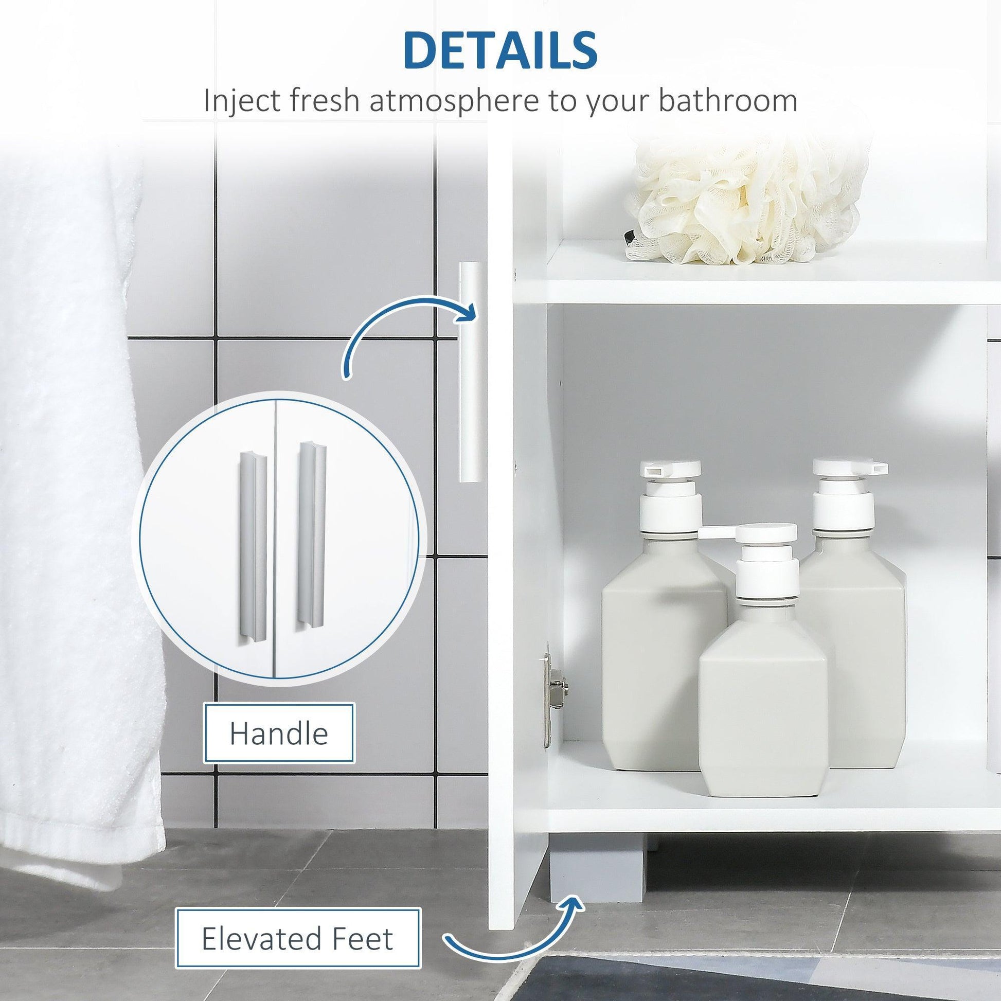 Kleankin Under Sink Cabinet - White Vanity Unit - ALL4U RETAILER LTD