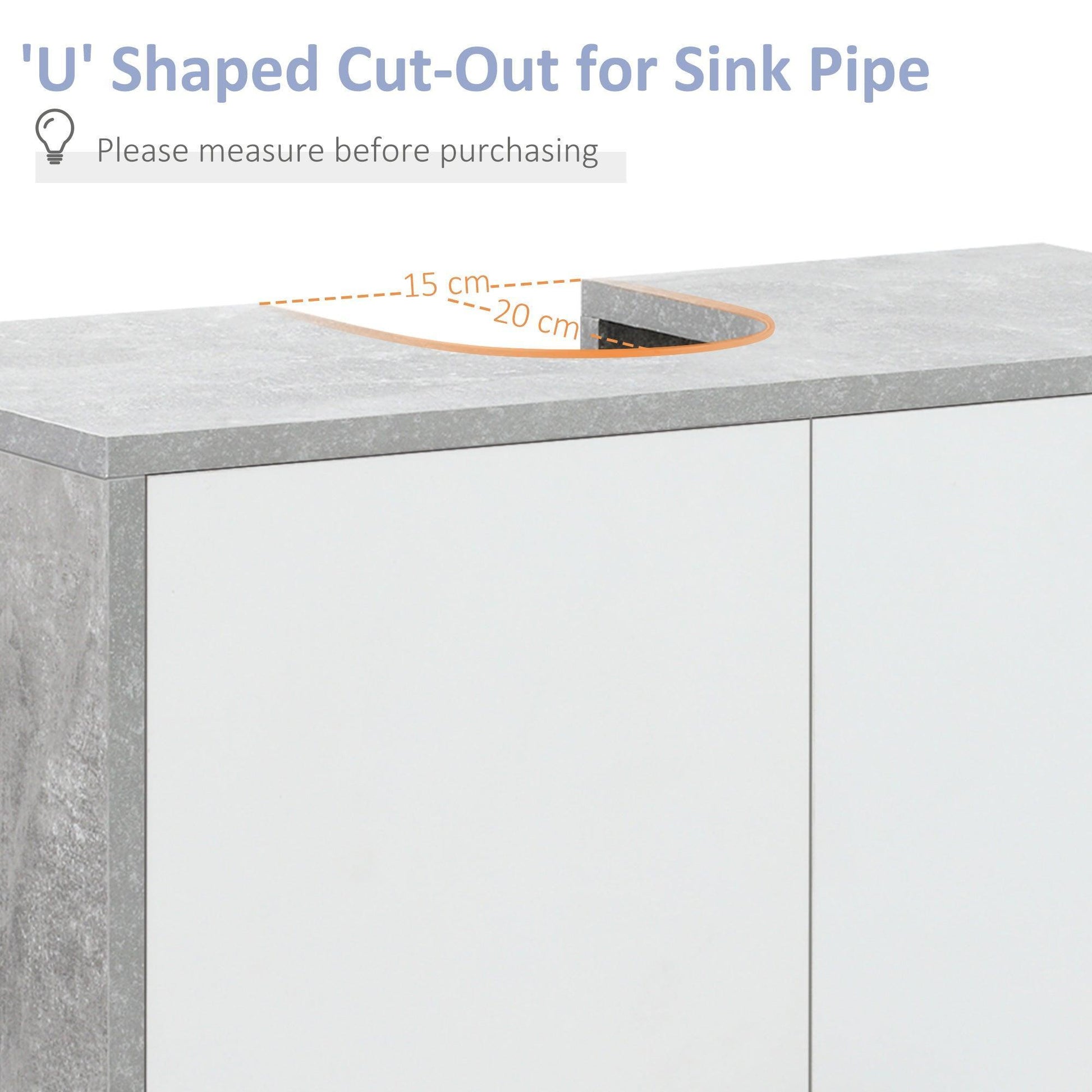 Kleankin Under Sink Cabinet: White/Grey Storage - ALL4U RETAILER LTD