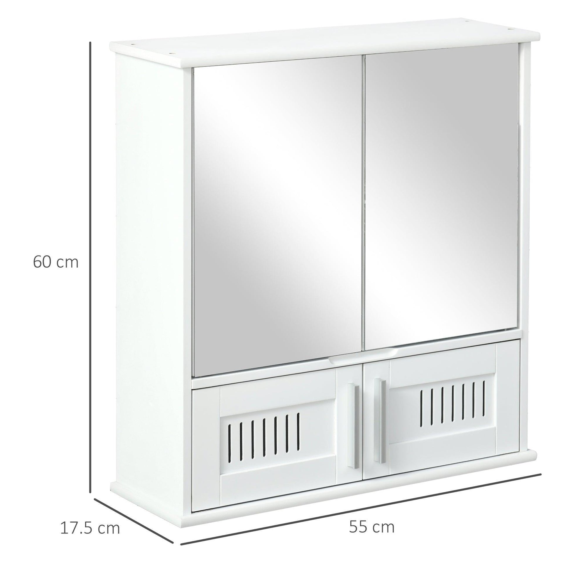 Kleankin Wall Mounted Bathroom Cabinet with Double Doors - White - ALL4U RETAILER LTD