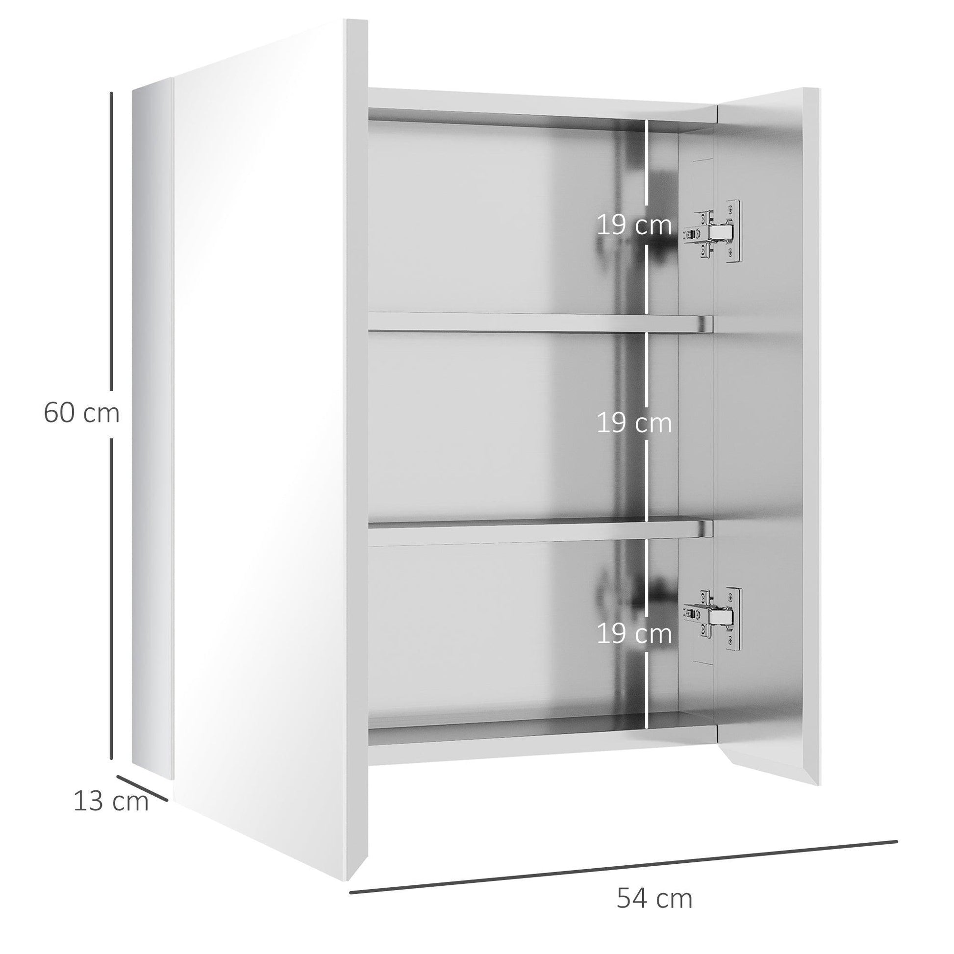 Kleankin Wall-Mounted Bathroom Cabinet with Shelves - ALL4U RETAILER LTD