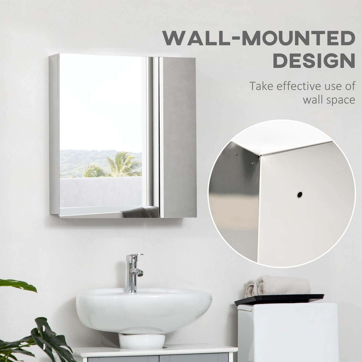 Kleankin Wall-Mounted Bathroom Cabinet with Shelves - ALL4U RETAILER LTD