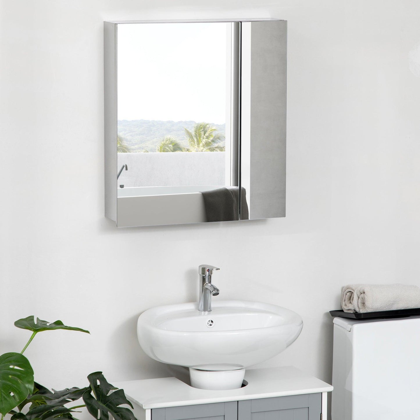 Kleankin Wall-Mounted Bathroom Cabinet with Shelves - ALL4U RETAILER LTD