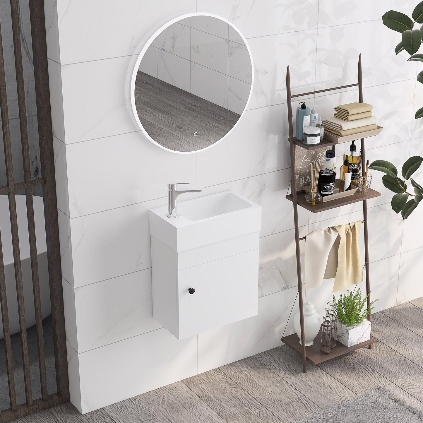 Kleankin Wall Mounted Bathroom Vanity Unit with Basin - ALL4U RETAILER LTD