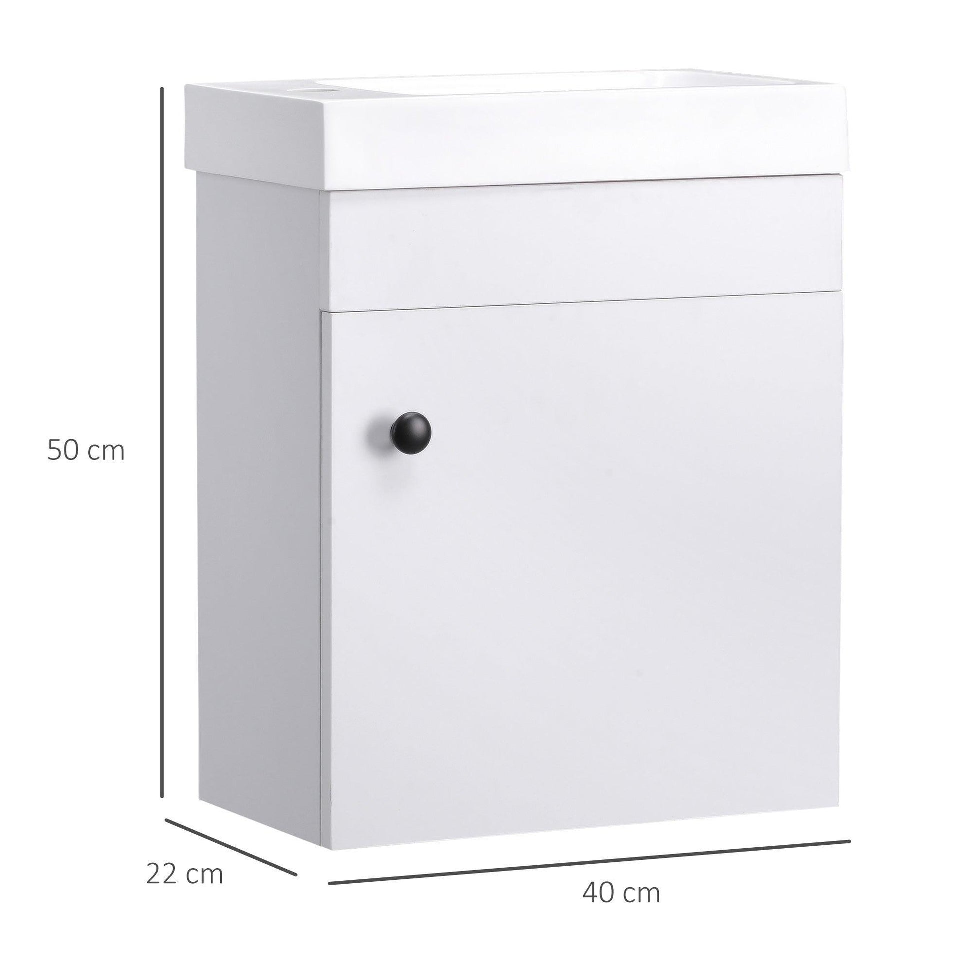 Kleankin Wall Mounted Bathroom Vanity Unit with Basin - ALL4U RETAILER LTD