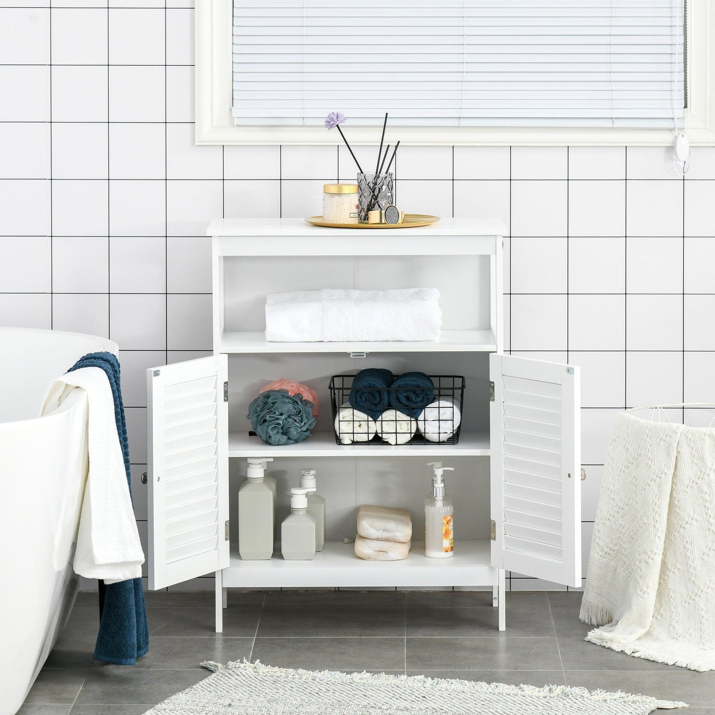 Kleankin White Bathroom Cabinet - Simplistic Storage Solution - ALL4U RETAILER LTD