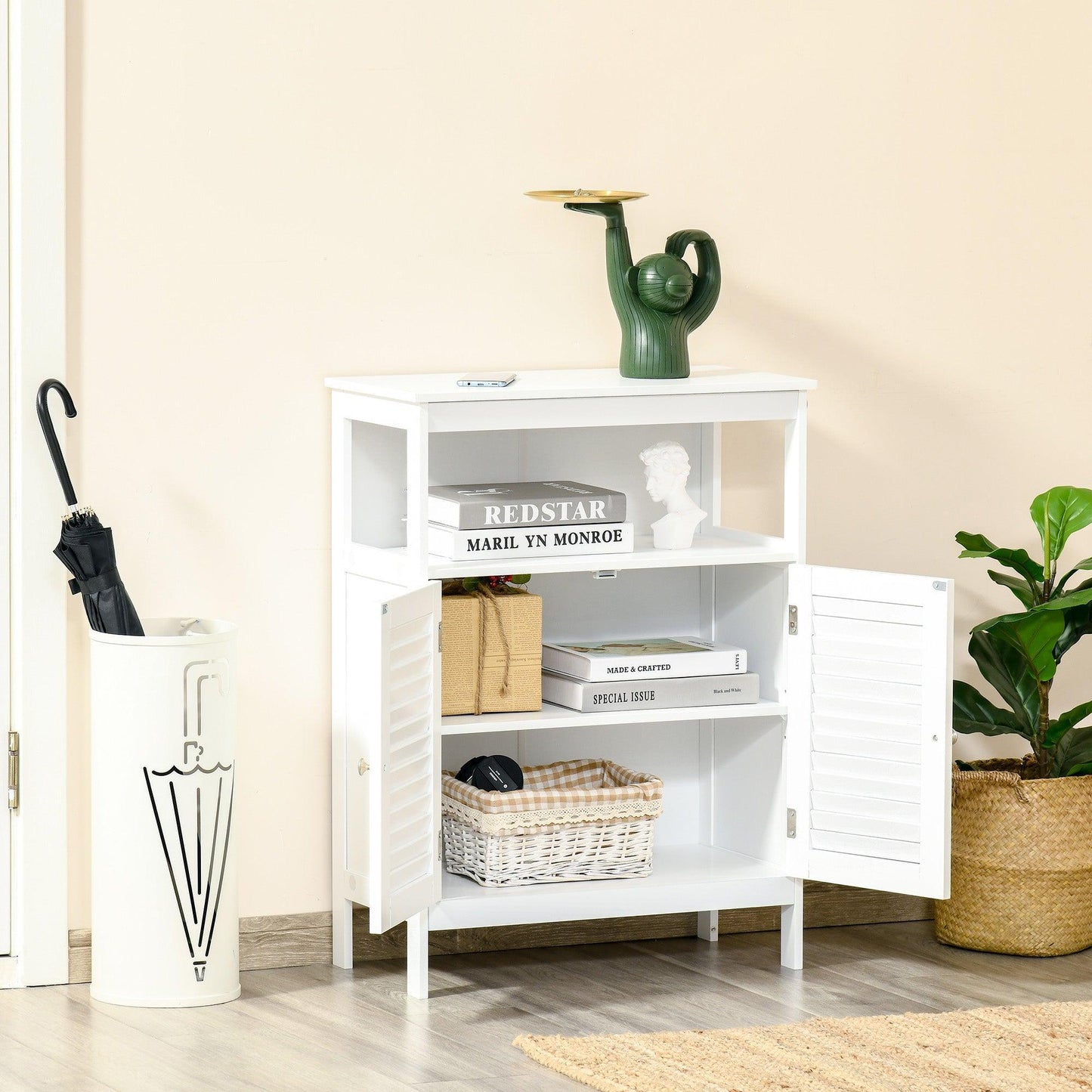 Kleankin White Bathroom Cabinet - Simplistic Storage Solution - ALL4U RETAILER LTD