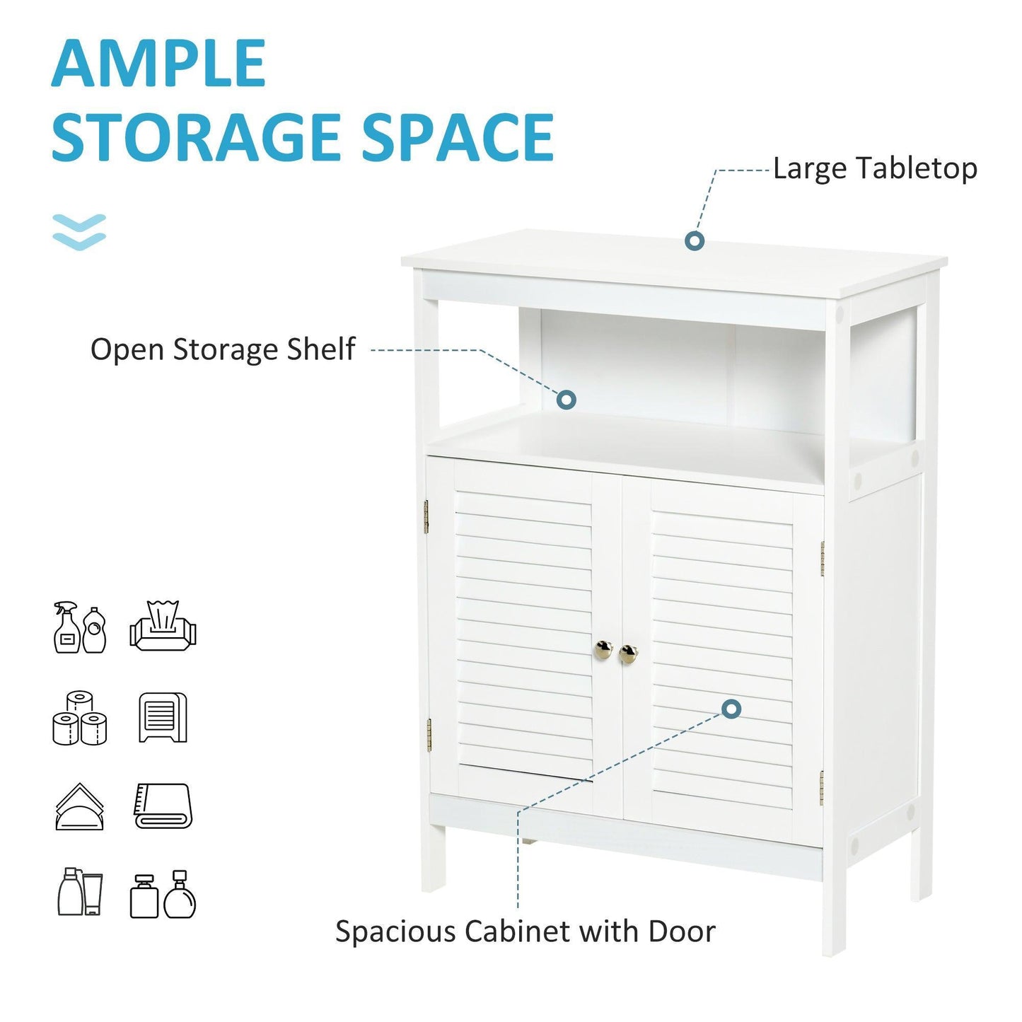 Kleankin White Bathroom Cabinet - Simplistic Storage Solution - ALL4U RETAILER LTD