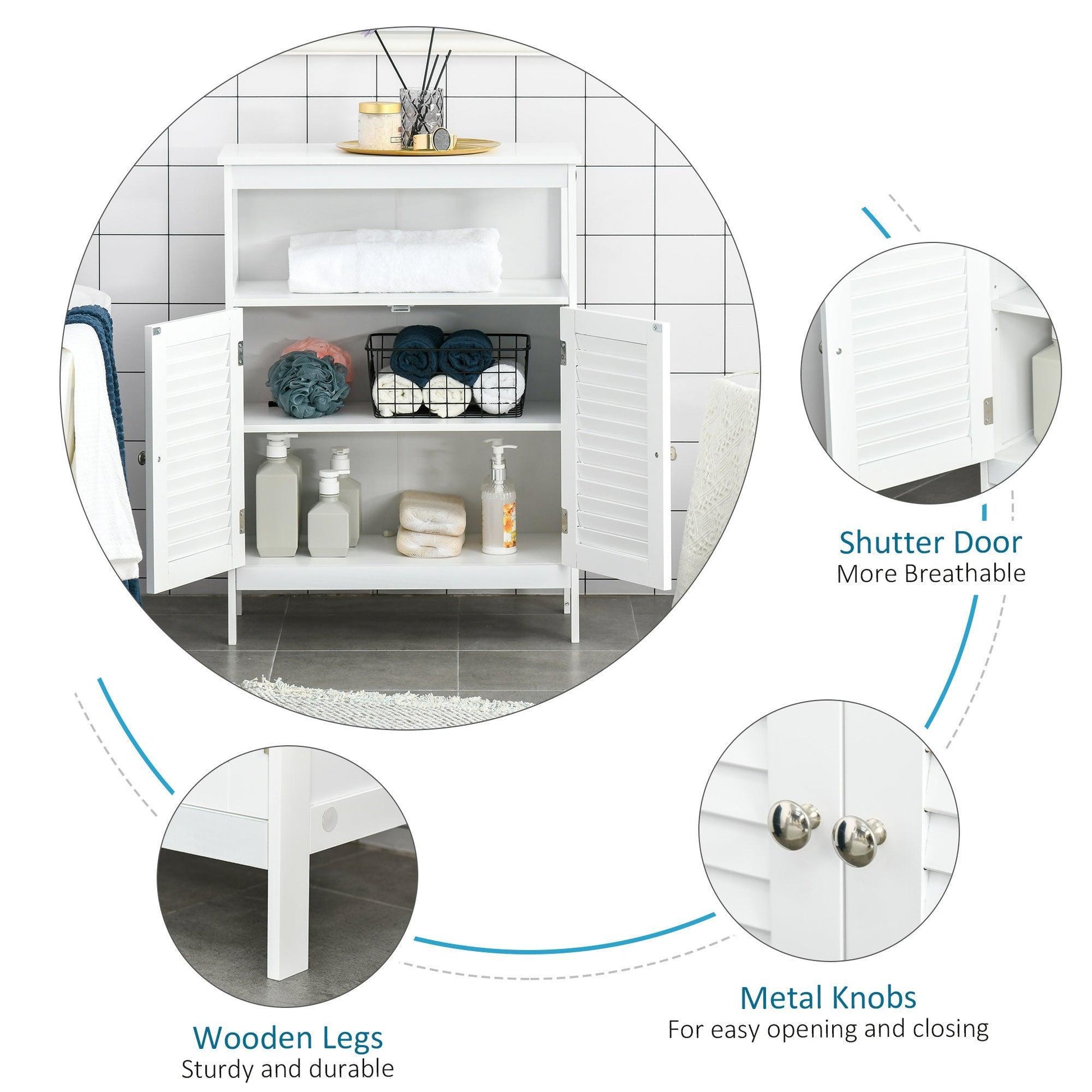 Kleankin White Bathroom Cabinet - Simplistic Storage Solution - ALL4U RETAILER LTD