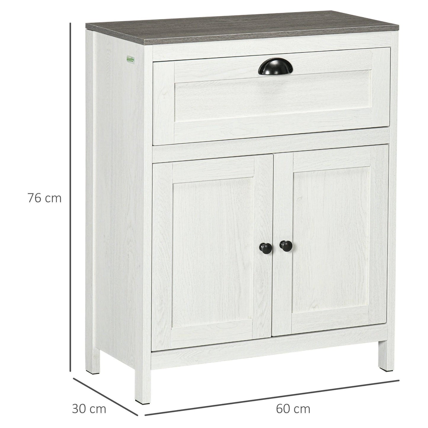 Kleankin White Bathroom Cabinet with Drawer & Double Door - ALL4U RETAILER LTD