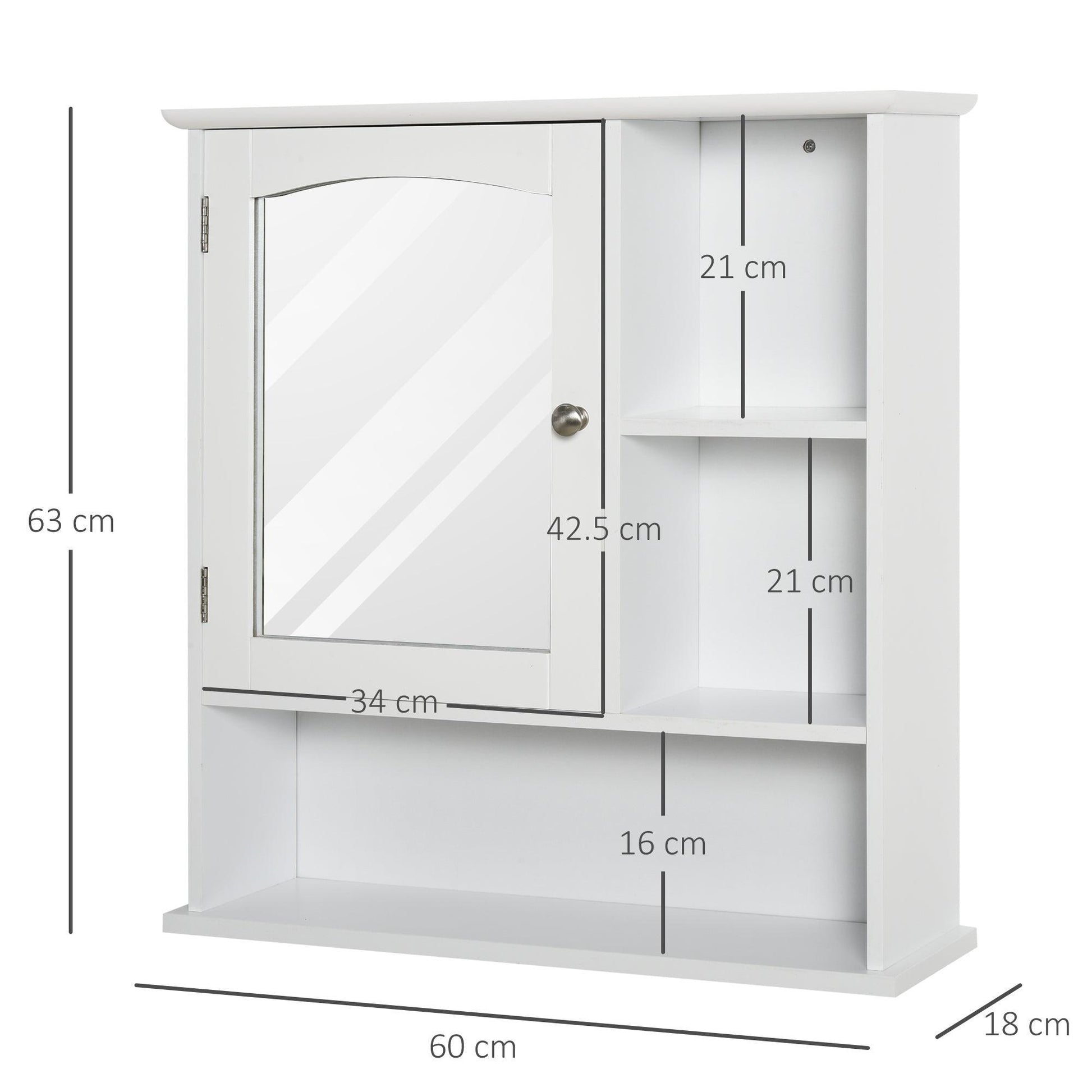 Kleankin White Bathroom Cabinet with Mirror - Wall Mount Storage - ALL4U RETAILER LTD