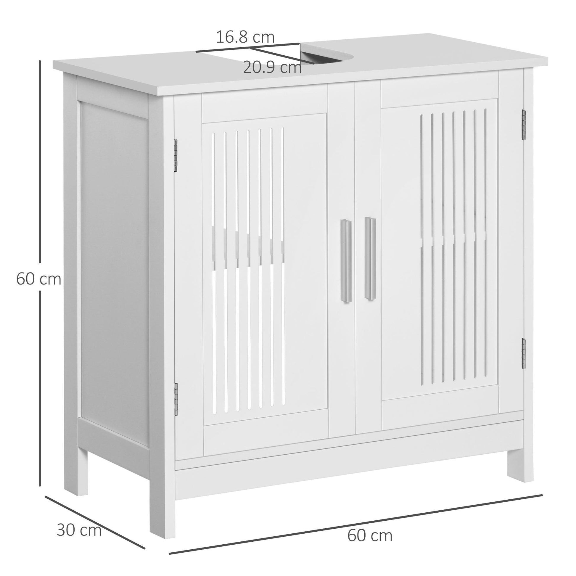 Kleankin White Under Sink Cabinet with Adjustable Shelves - ALL4U RETAILER LTD