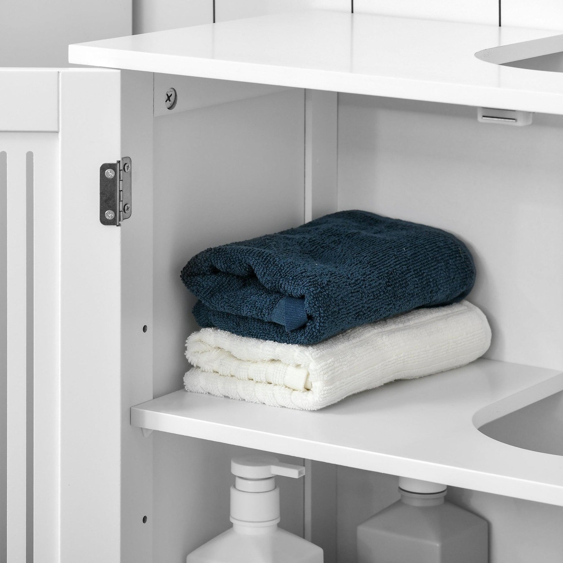 Kleankin White Under Sink Cabinet with Adjustable Shelves - ALL4U RETAILER LTD