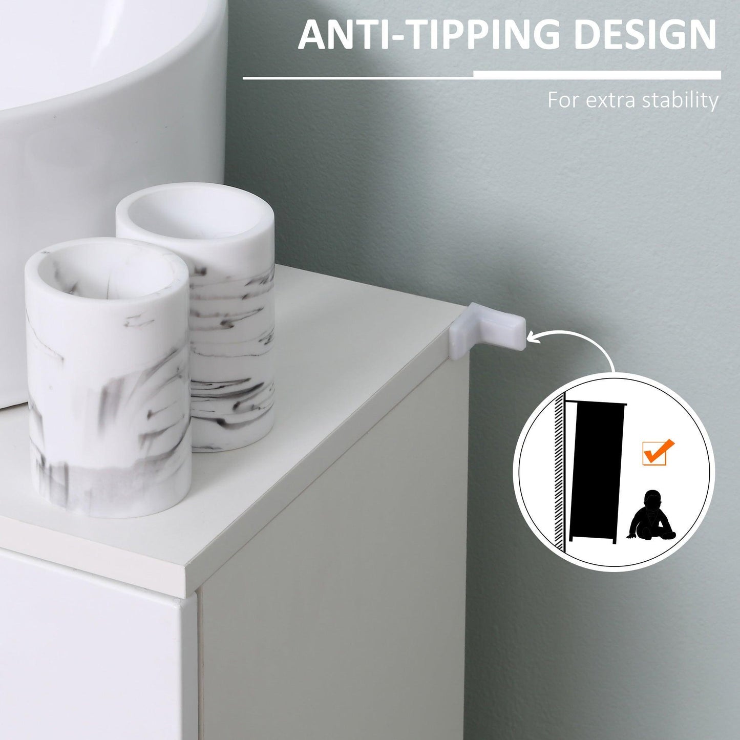 Kleankin White Under Sink Storage Cabinet - ALL4U RETAILER LTD