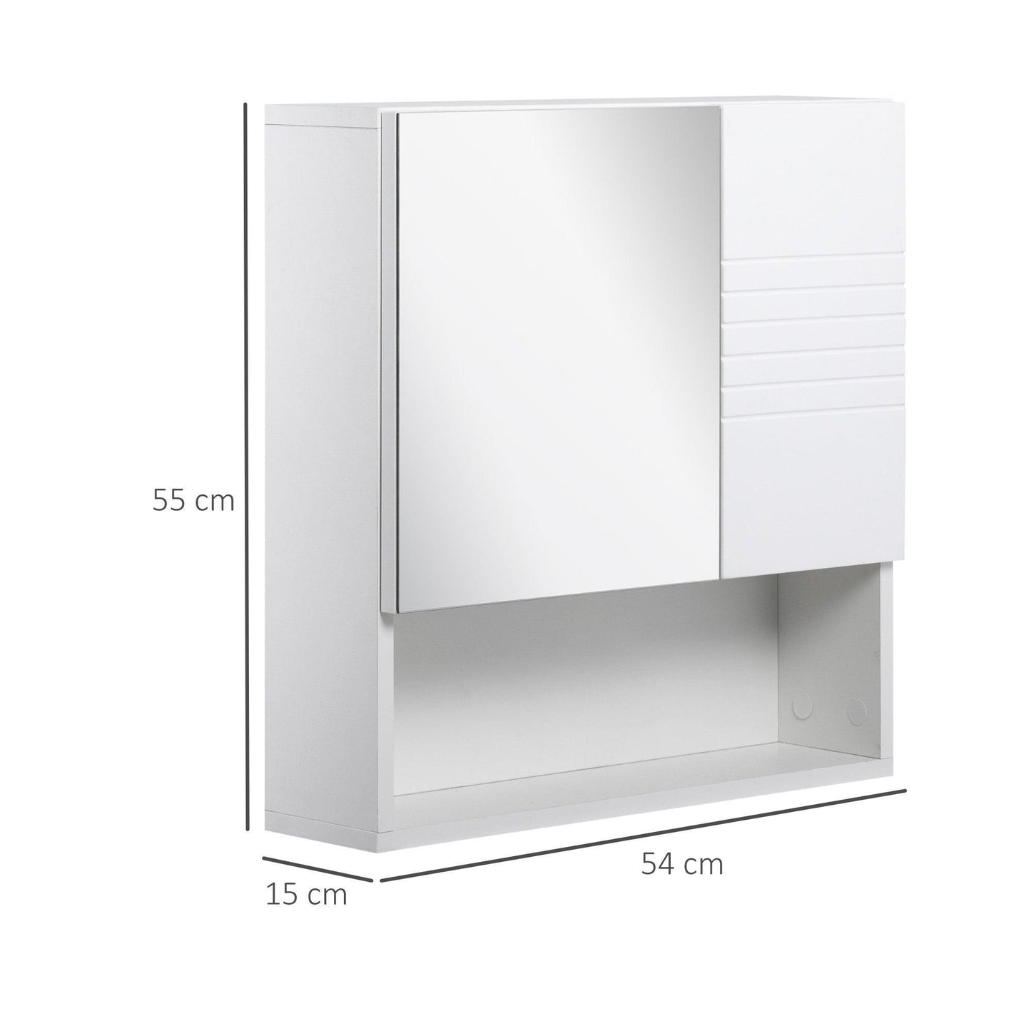 Kleankin White Wall Mount Bathroom Mirror Cabinet - Adjustable Shelf - ALL4U RETAILER LTD