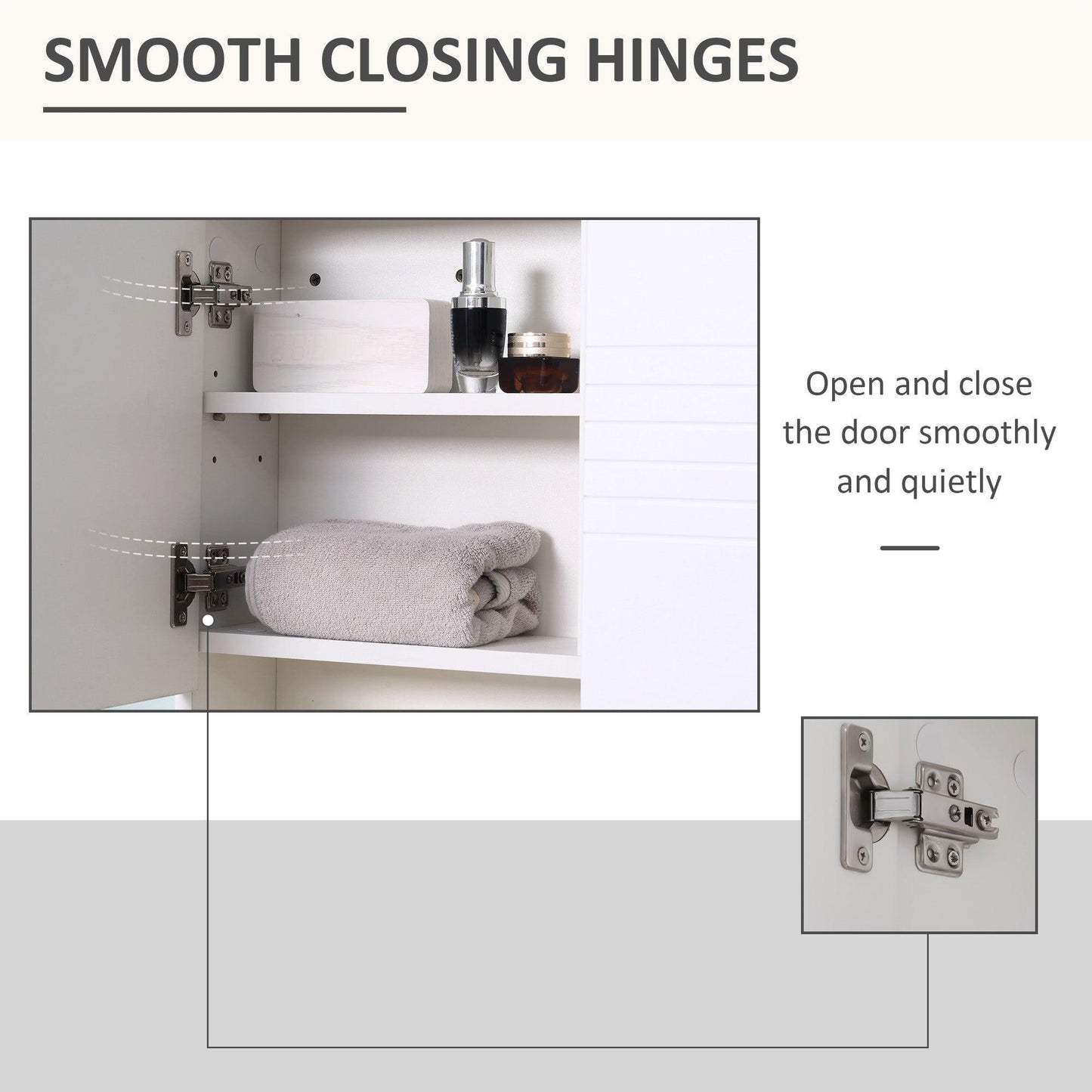 Kleankin White Wall Mount Bathroom Mirror Cabinet - Adjustable Shelf - ALL4U RETAILER LTD