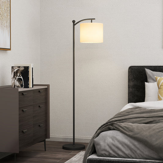 HOMCOM LED Floor Lamp With Remote Control 11 Level Brightness And Color Temperature From Warm To Cool White Black Finish
