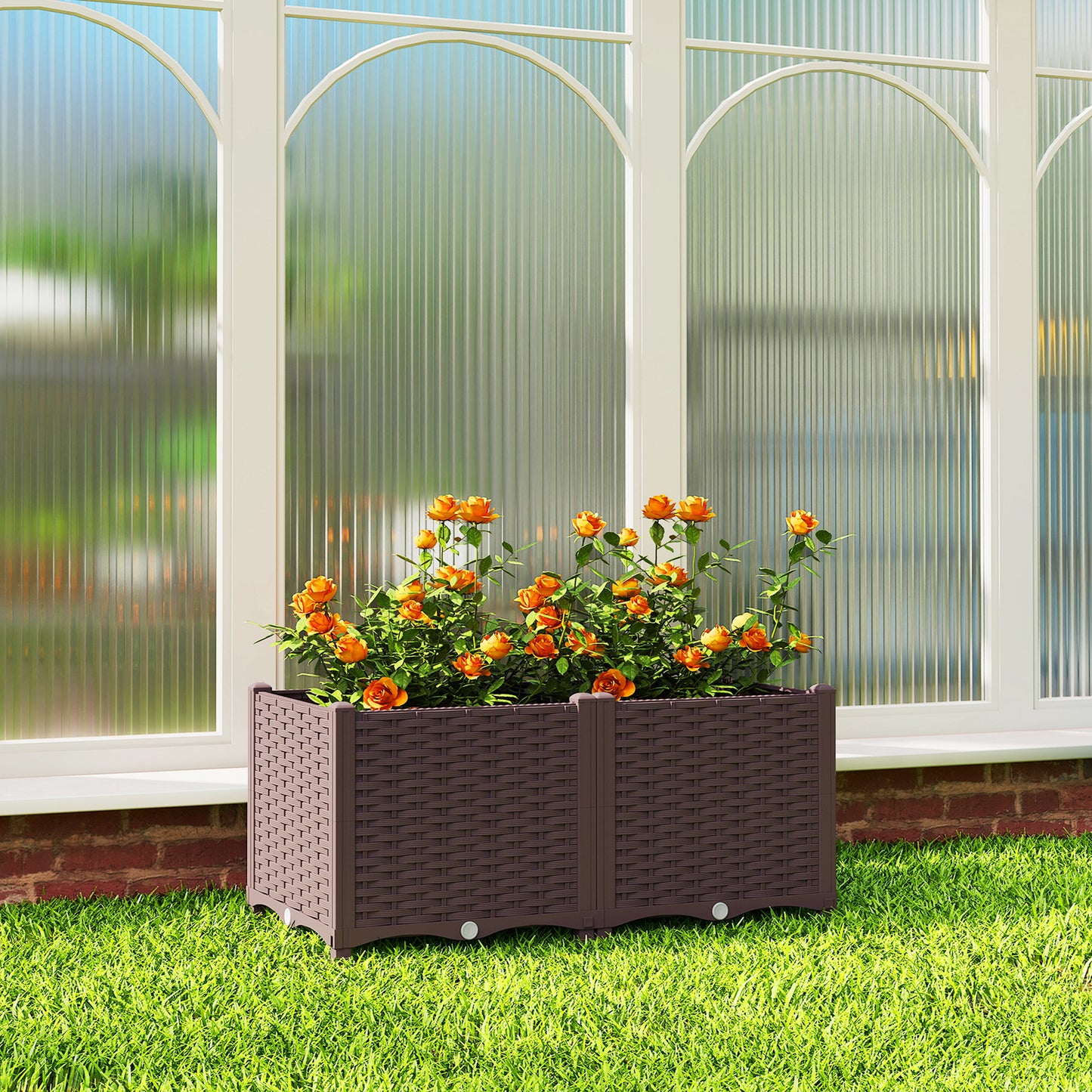 Outsunny Plastic Raised Garden Bed With Legs Self Watering Elevated Planter Boxes Modular Planter With Drainage Holes