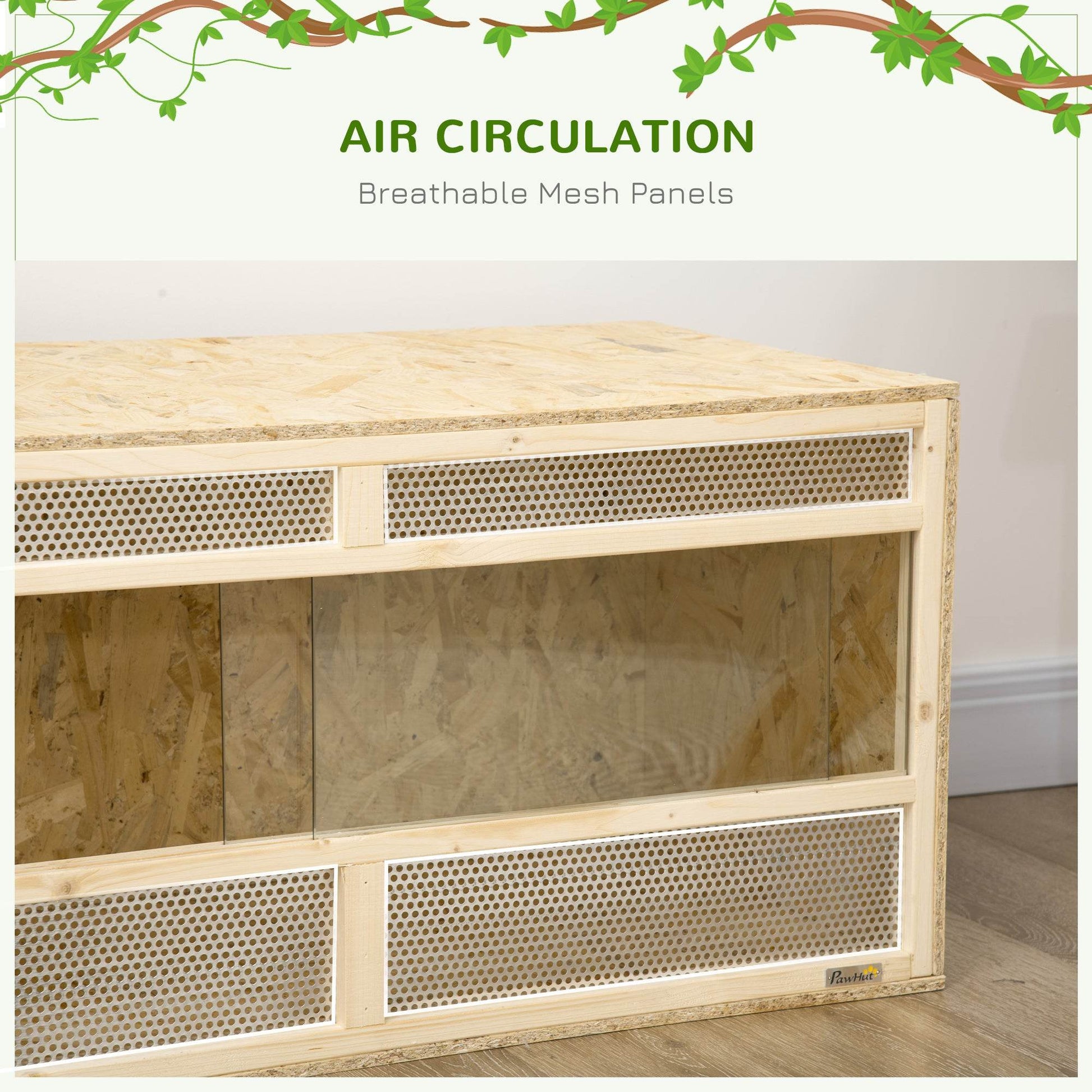 PawHut Deluxe Reptile Habitat with Sliding Glass Doors and Ventilated Mesh for Lizards and Frogs - ALL4U RETAILER LTD