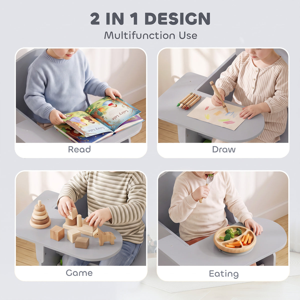 AIYAPLAY Kids Table And Chair Set With Storage Bin For Toddlers