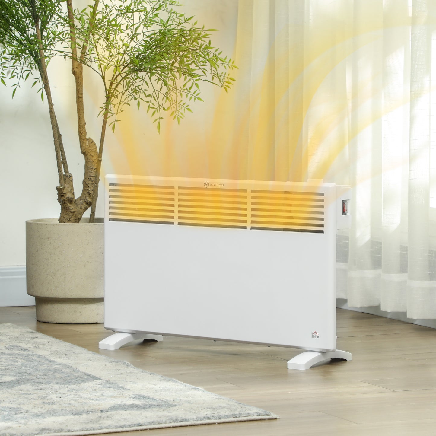 HOMCOM 1500W Adjustable Convector Heater - Energy Efficient White Design