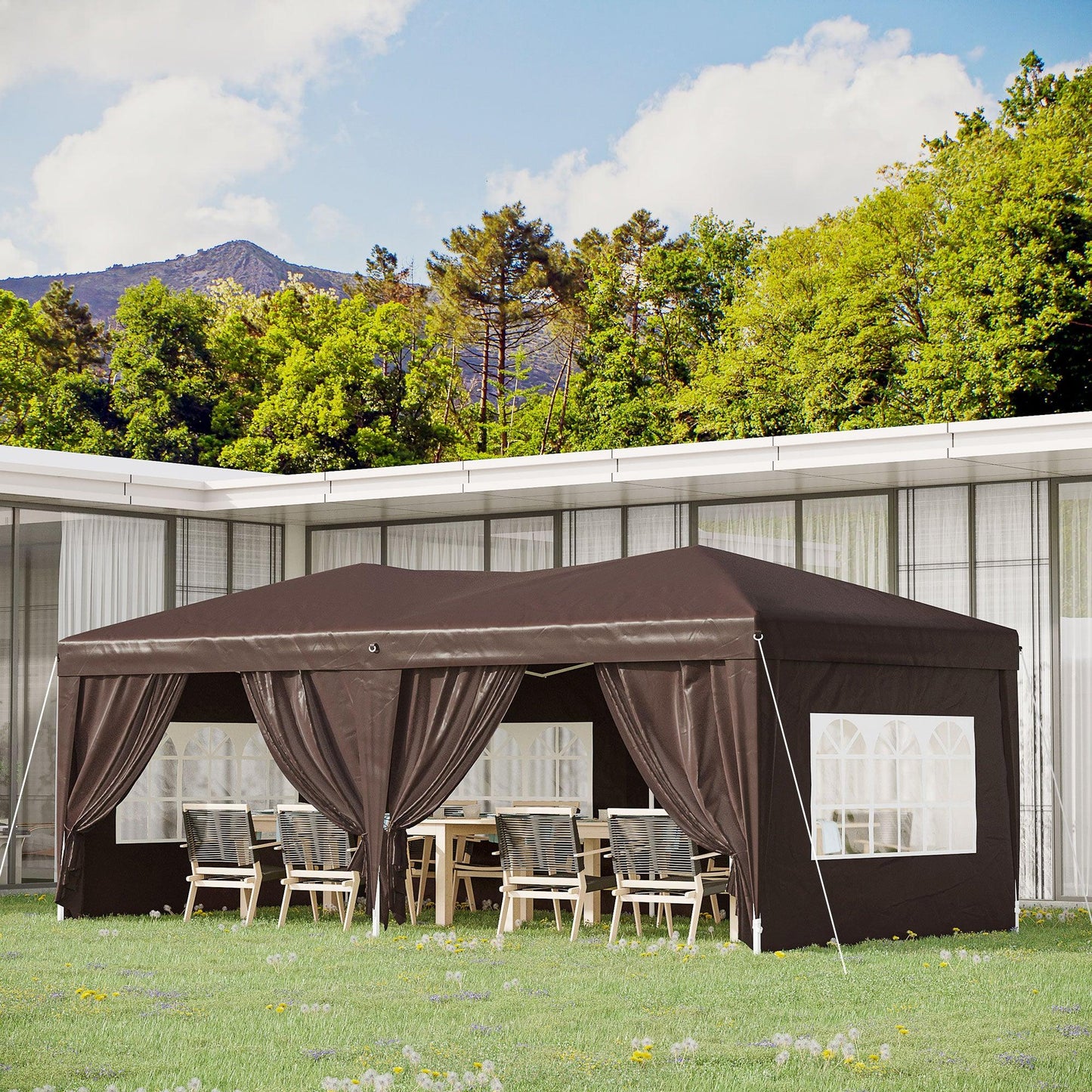 Outsunny 6x3m Coffee Pop Up Gazebo Marquee - ALL4U RETAILER LTD